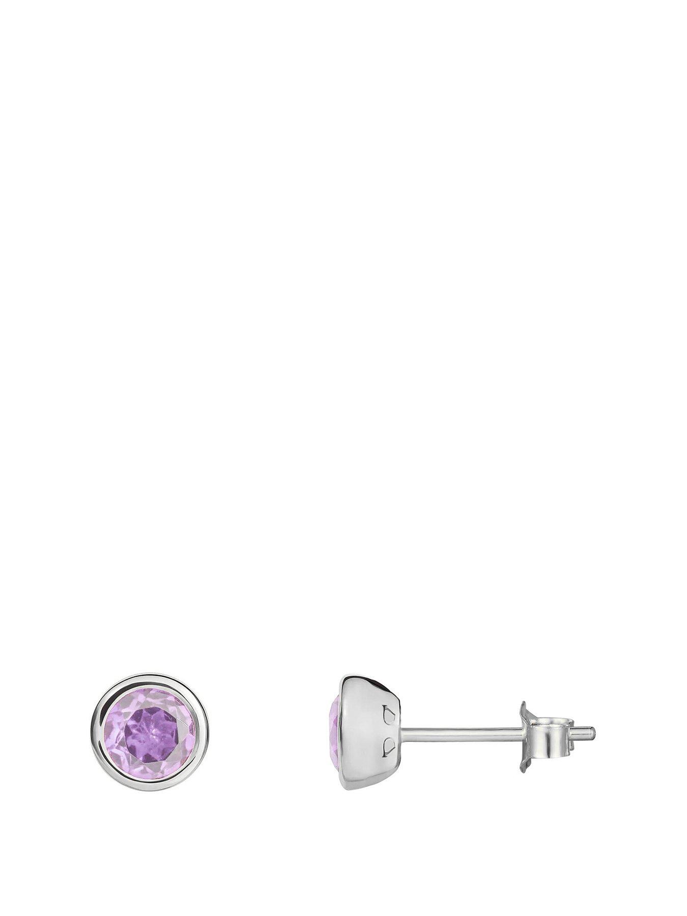 the-love-collection-sterling-silver-birthstone-cz-rubover-stud-earrings