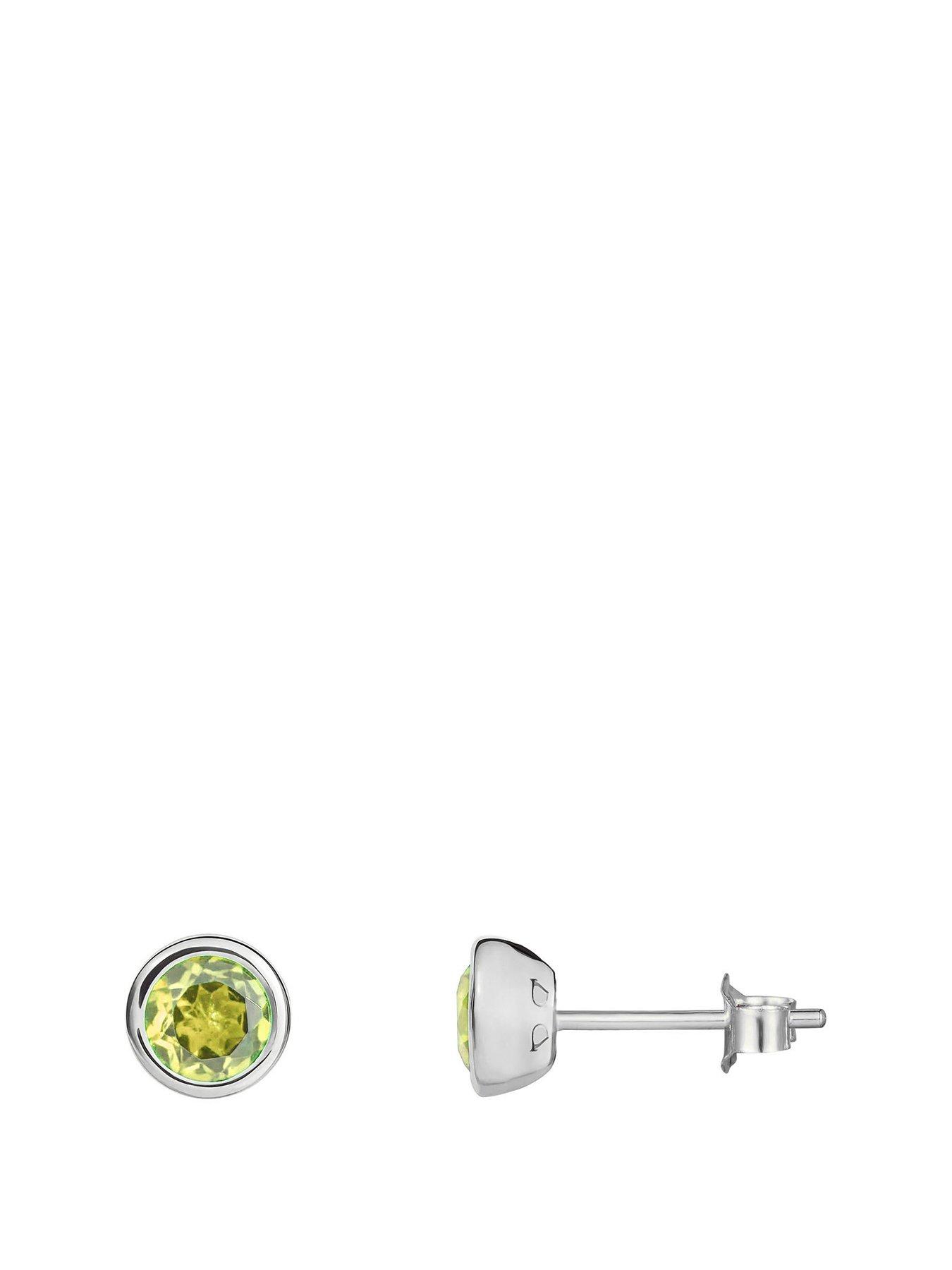 The Love Collection Sterling Silver Birthstone CZ Rubover Stud Earrings