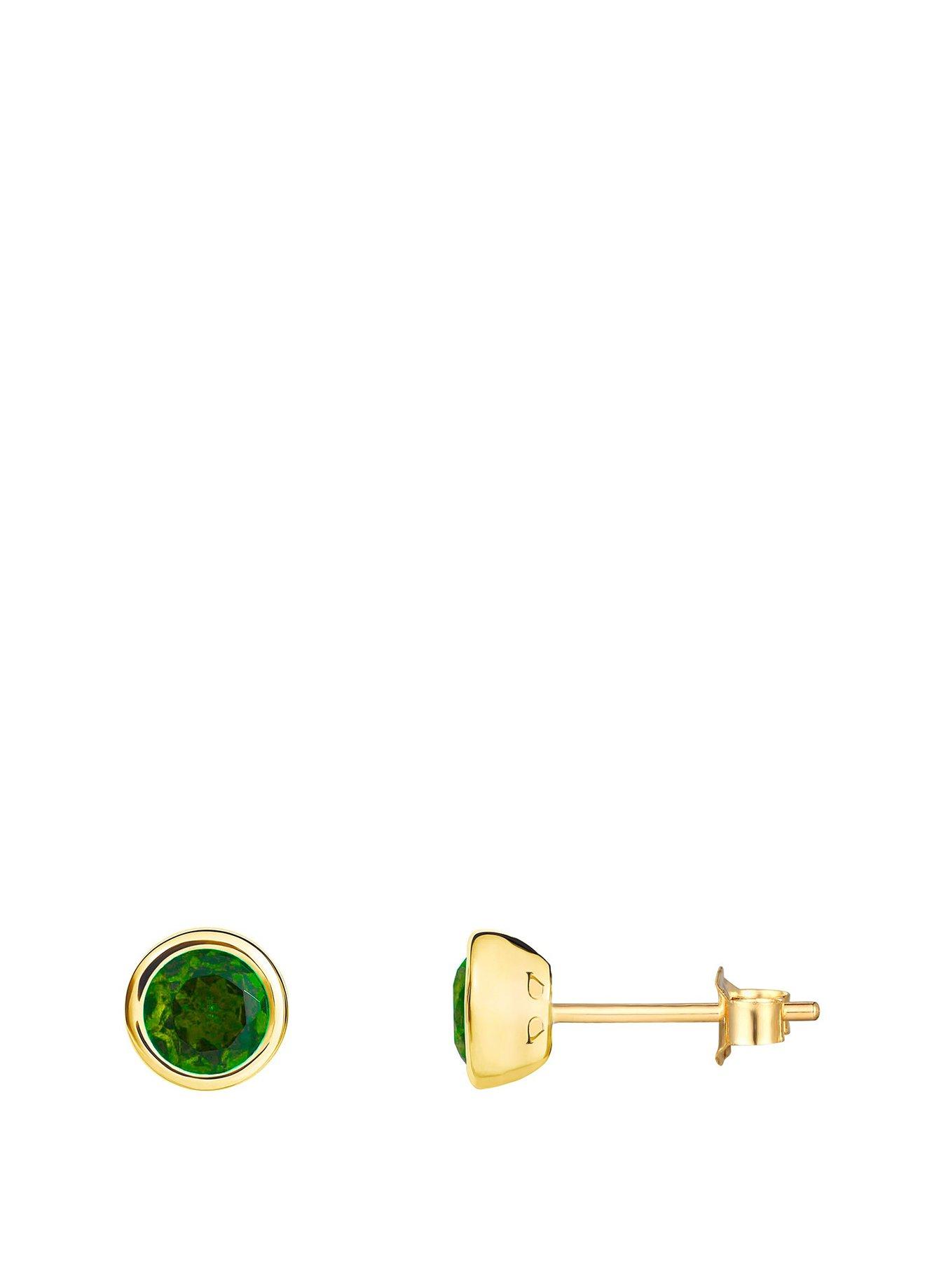 the-love-collection-gold-plated-sterling-silver-birthstone-cz-rubover-stud-earrings