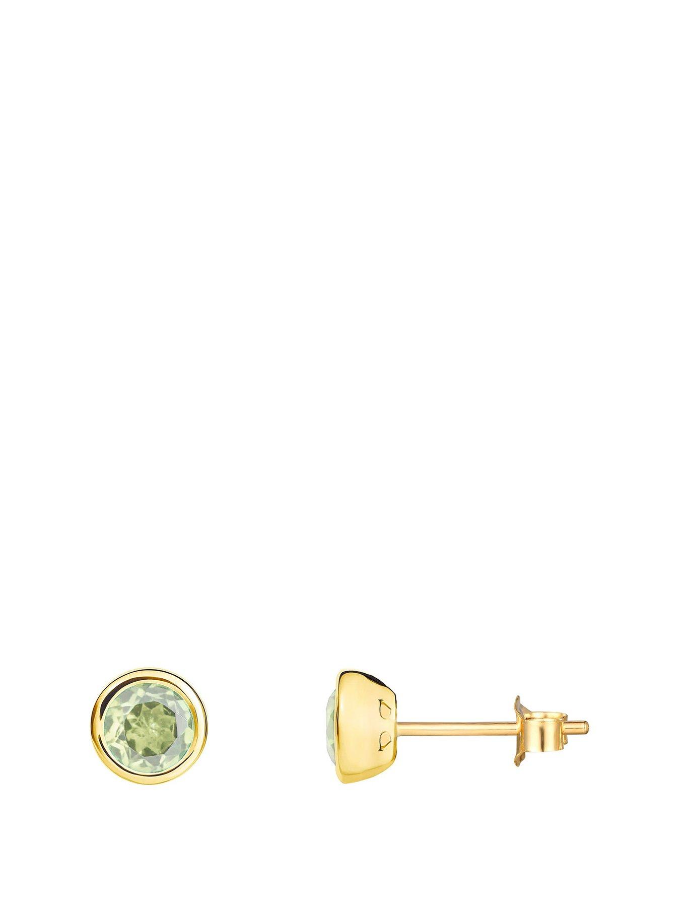 the-love-collection-gold-plated-sterling-silver-birthstone-cz-rubover-stud-earrings