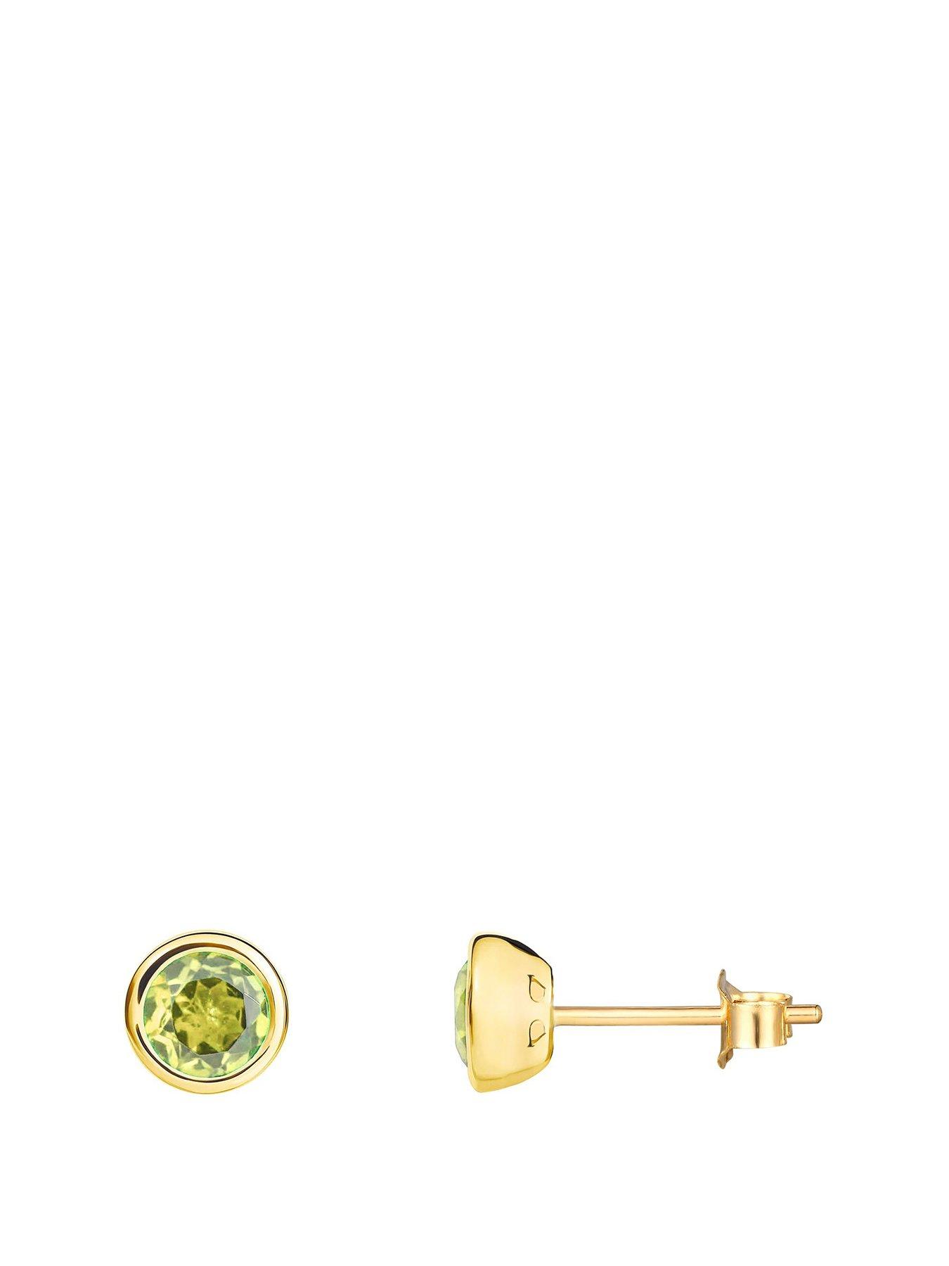 The Love Collection Gold Plated Sterling Silver Birthstone CZ Rubover Stud Earrings