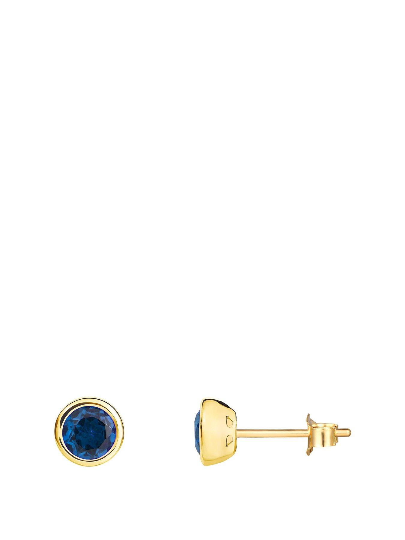 The Love Collection Gold Plated Sterling Silver Birthstone CZ Rubover Stud Earrings