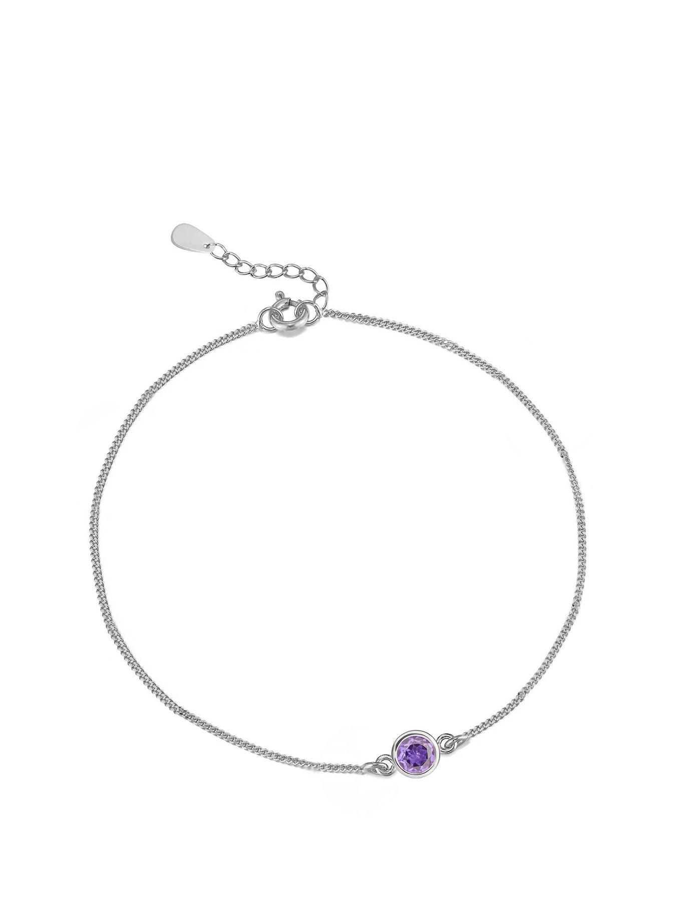 The Love Collection Sterling Silver Birthstone CZ Rubover Bracelet