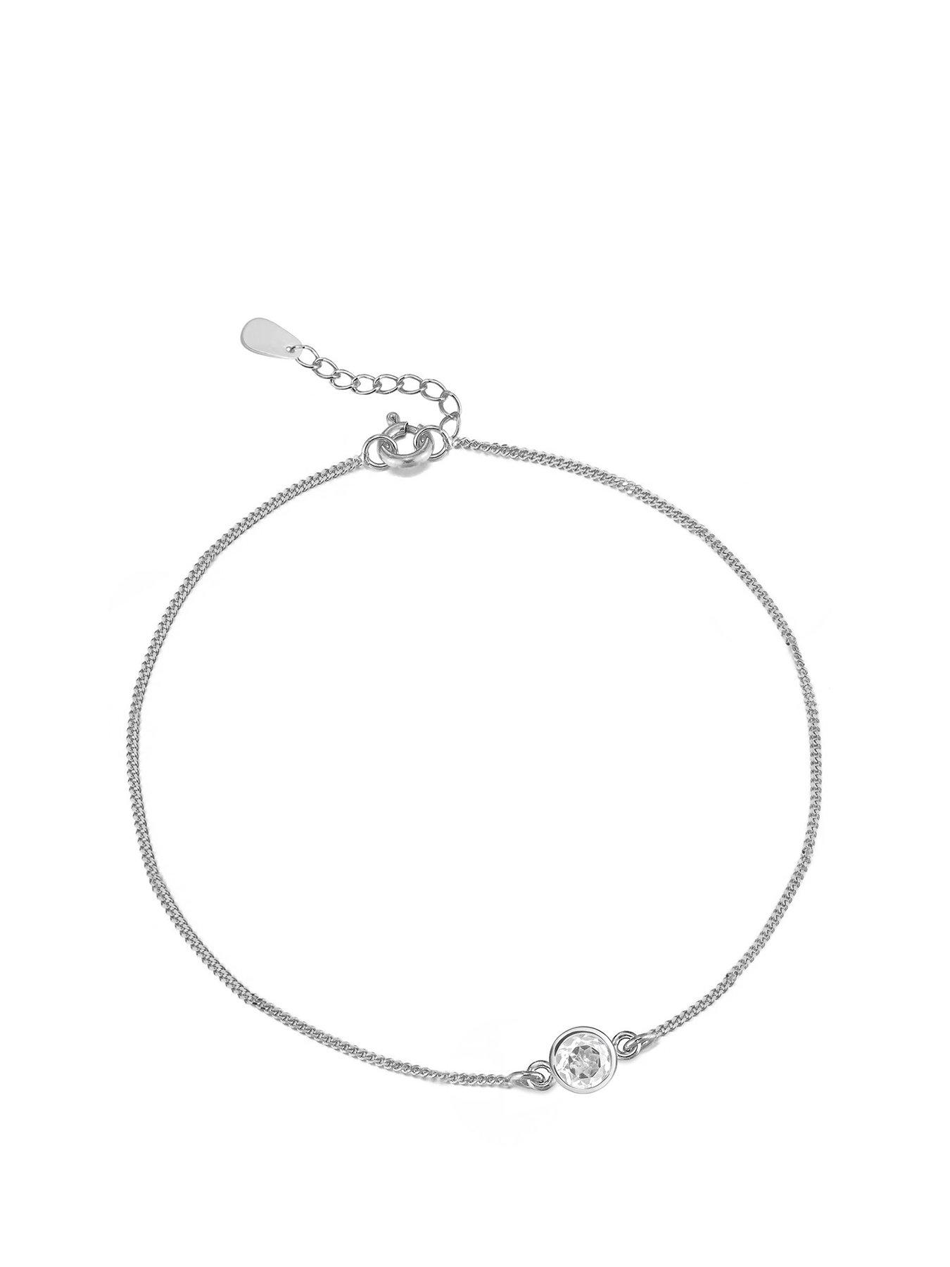 The Love Collection Sterling Silver Birthstone CZ Rubover Bracelet