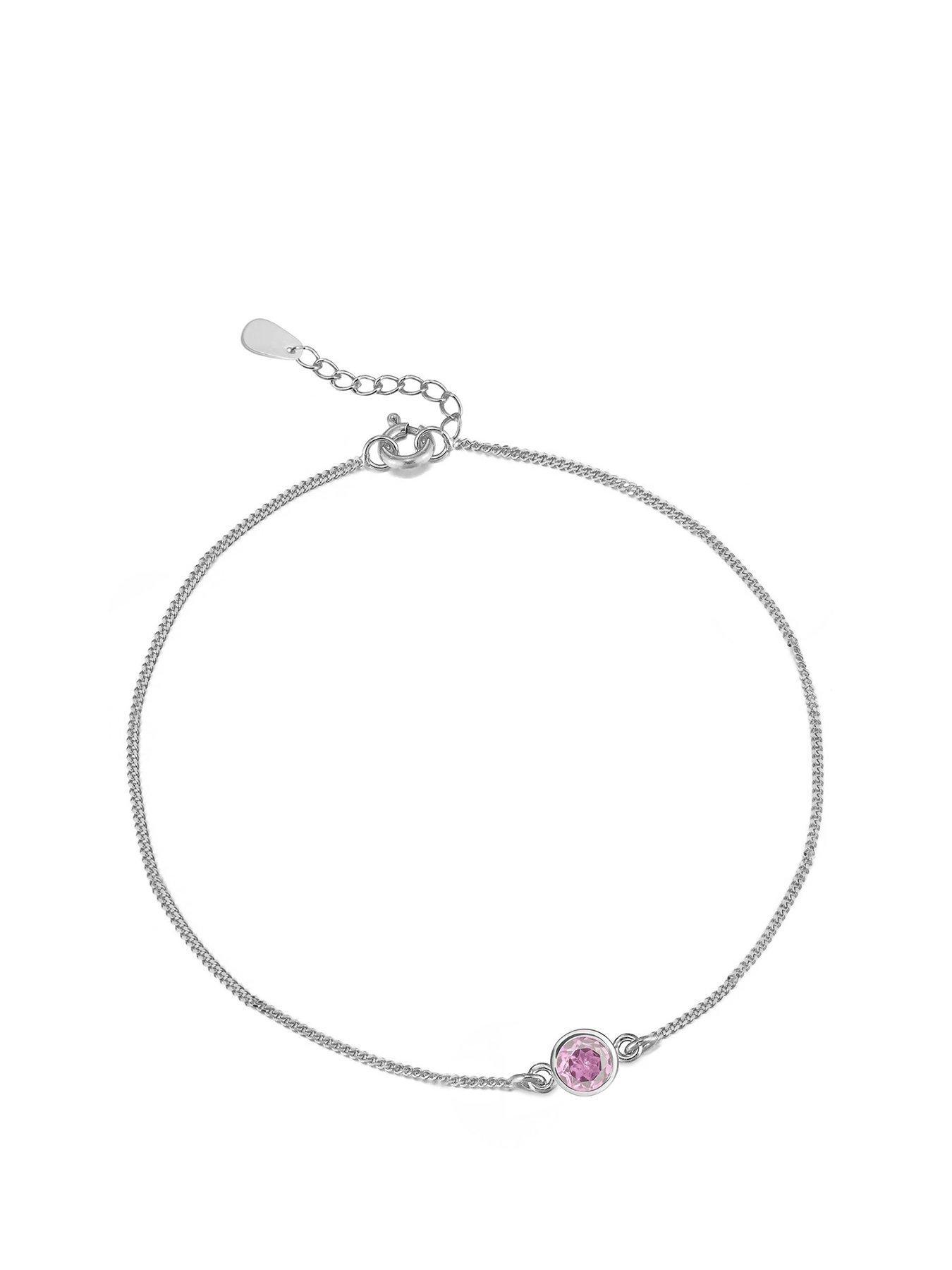 The Love Collection Sterling Silver Birthstone CZ Rubover Bracelet