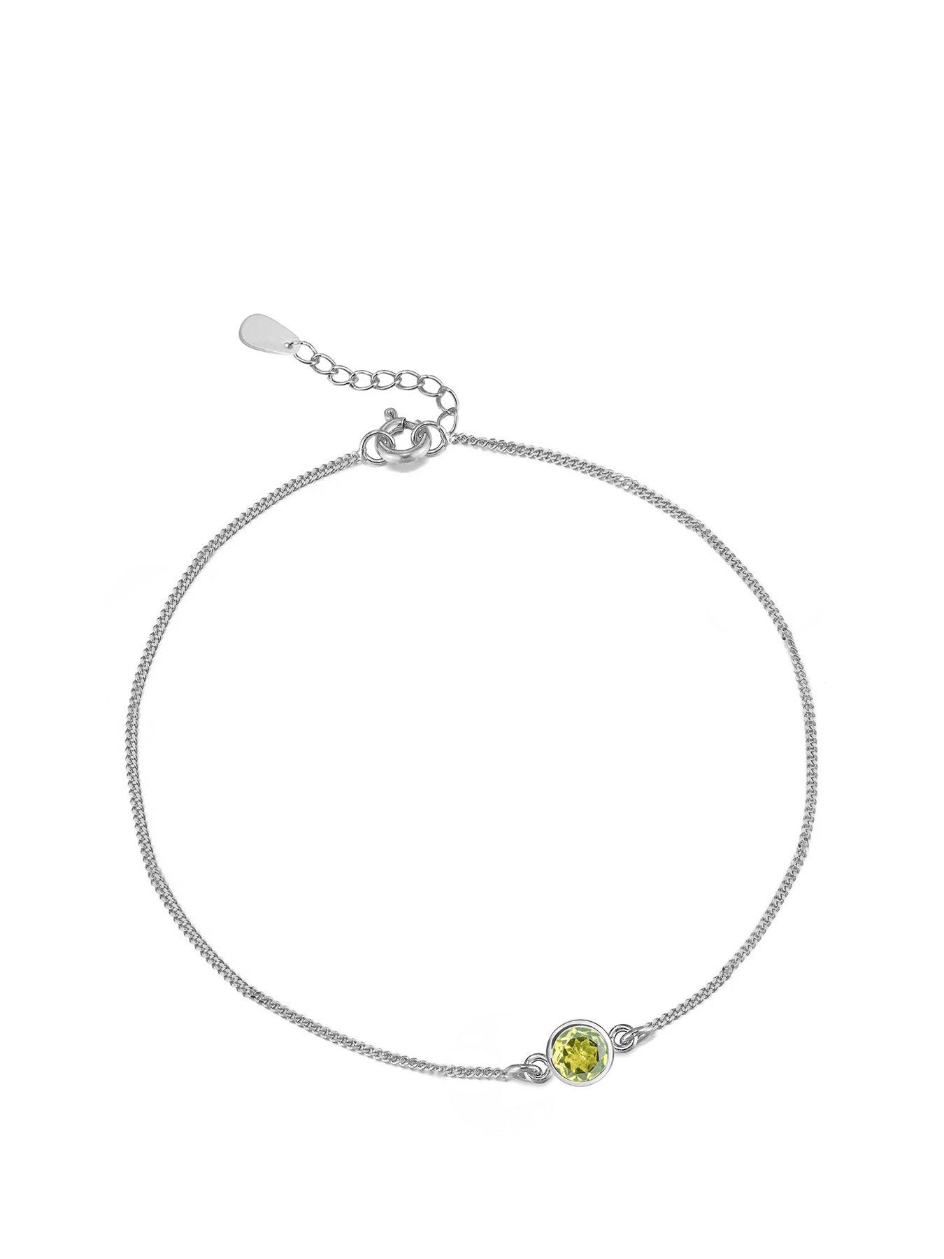 The Love Collection Sterling Silver Birthstone CZ Rubover Bracelet