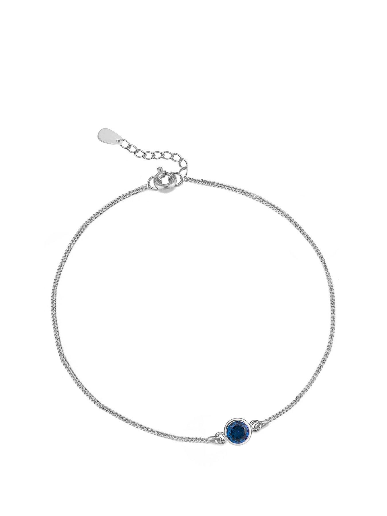 The Love Collection Sterling Silver Birthstone CZ Rubover Bracelet