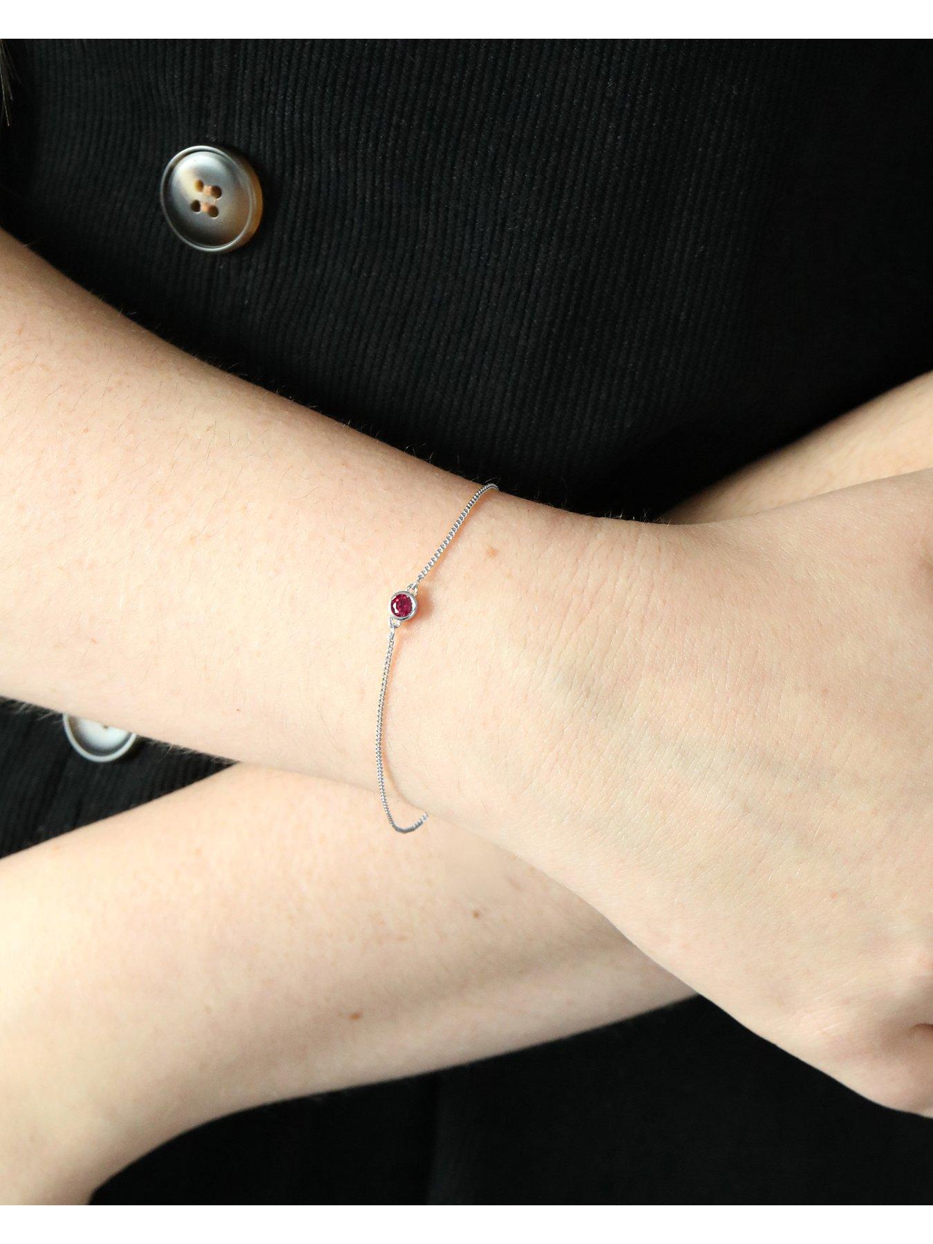 Image 2 of 2 of The Love Collection Sterling Silver Birthstone CZ Rubover Bracelet