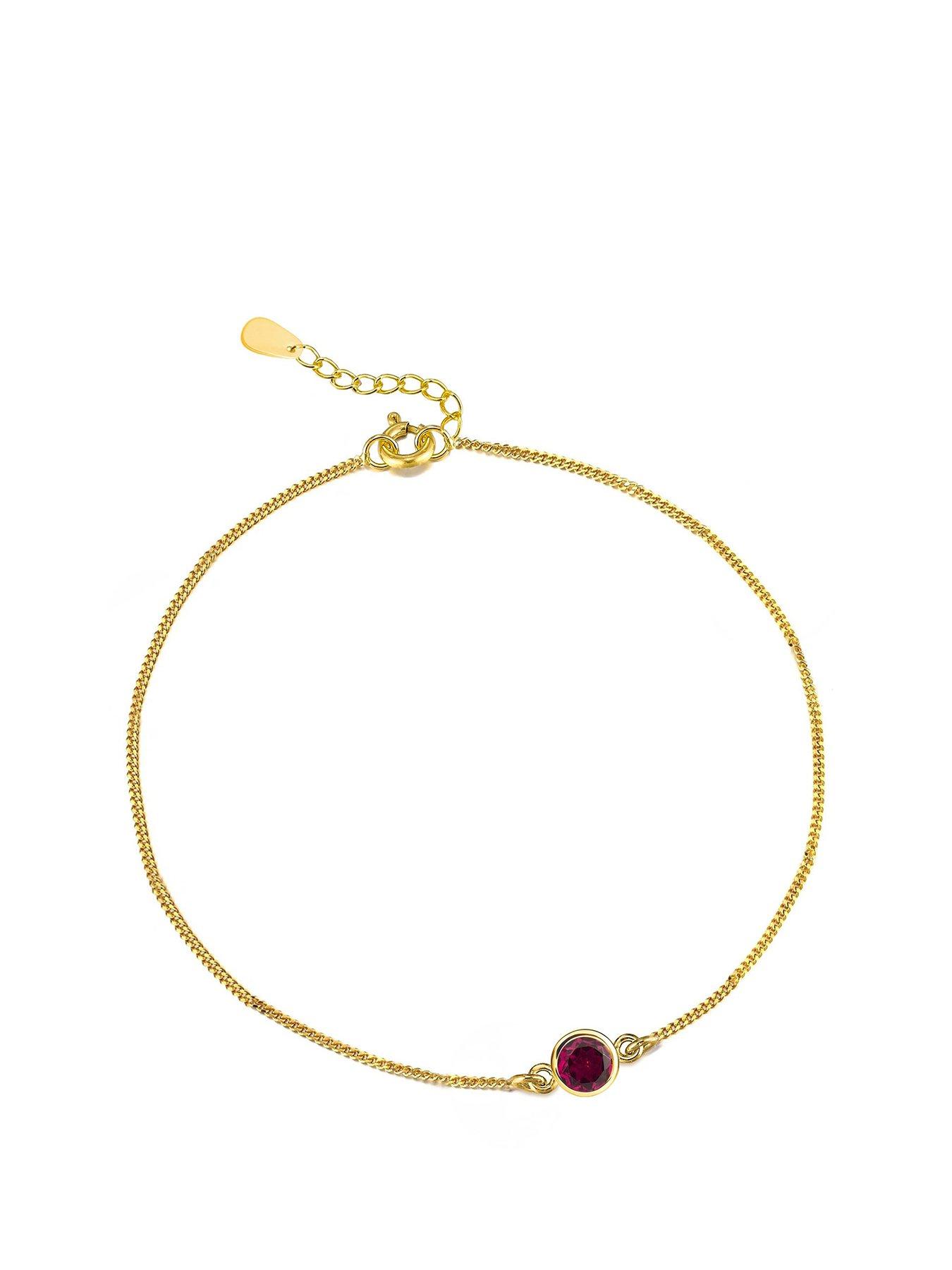 The Love Collection Gold Plated Sterling Silver Birthstone CZ Rubover Bracelet