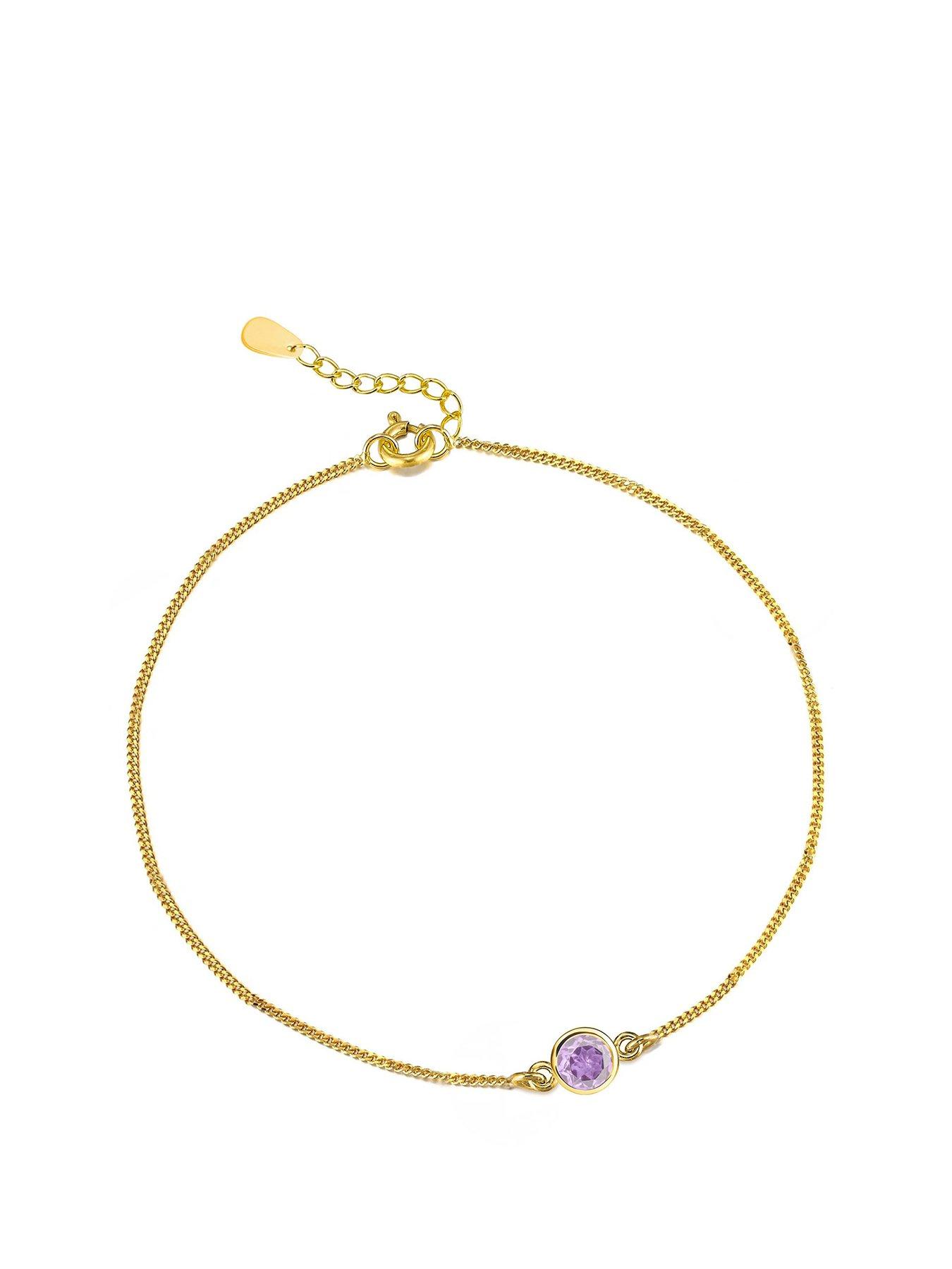 The Love Collection Gold Plated Sterling Silver Birthstone CZ Rubover Bracelet