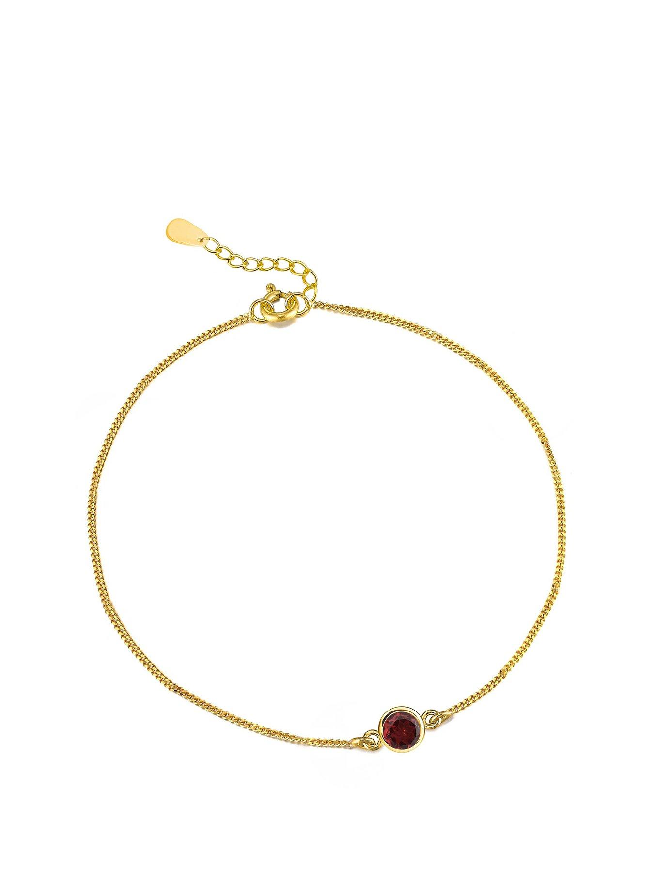undefined Gold Plated Sterling Silver Birthstone CZ Rubover Bracelet