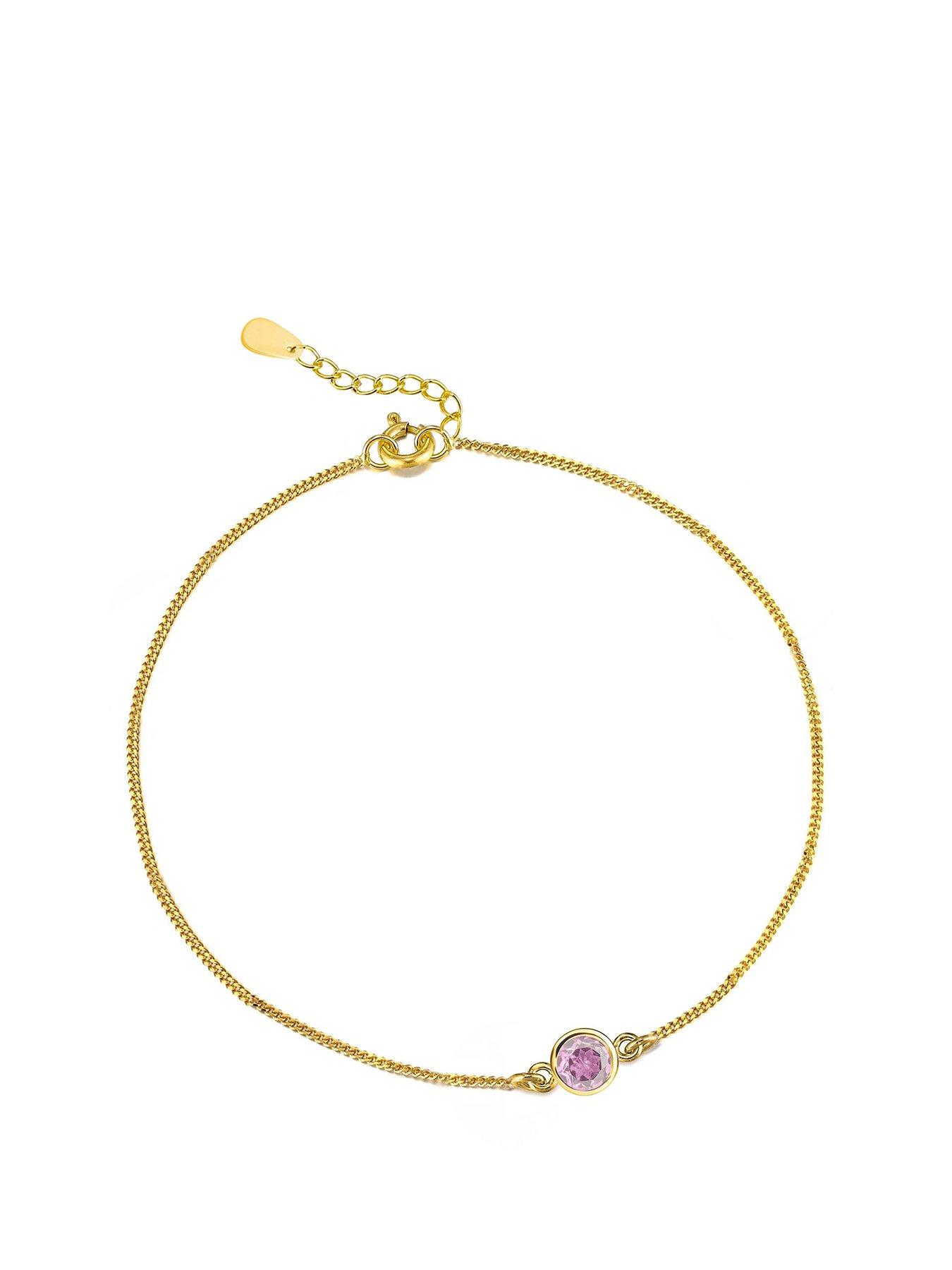 The Love Collection Gold Plated Sterling Silver Birthstone CZ Rubover Bracelet