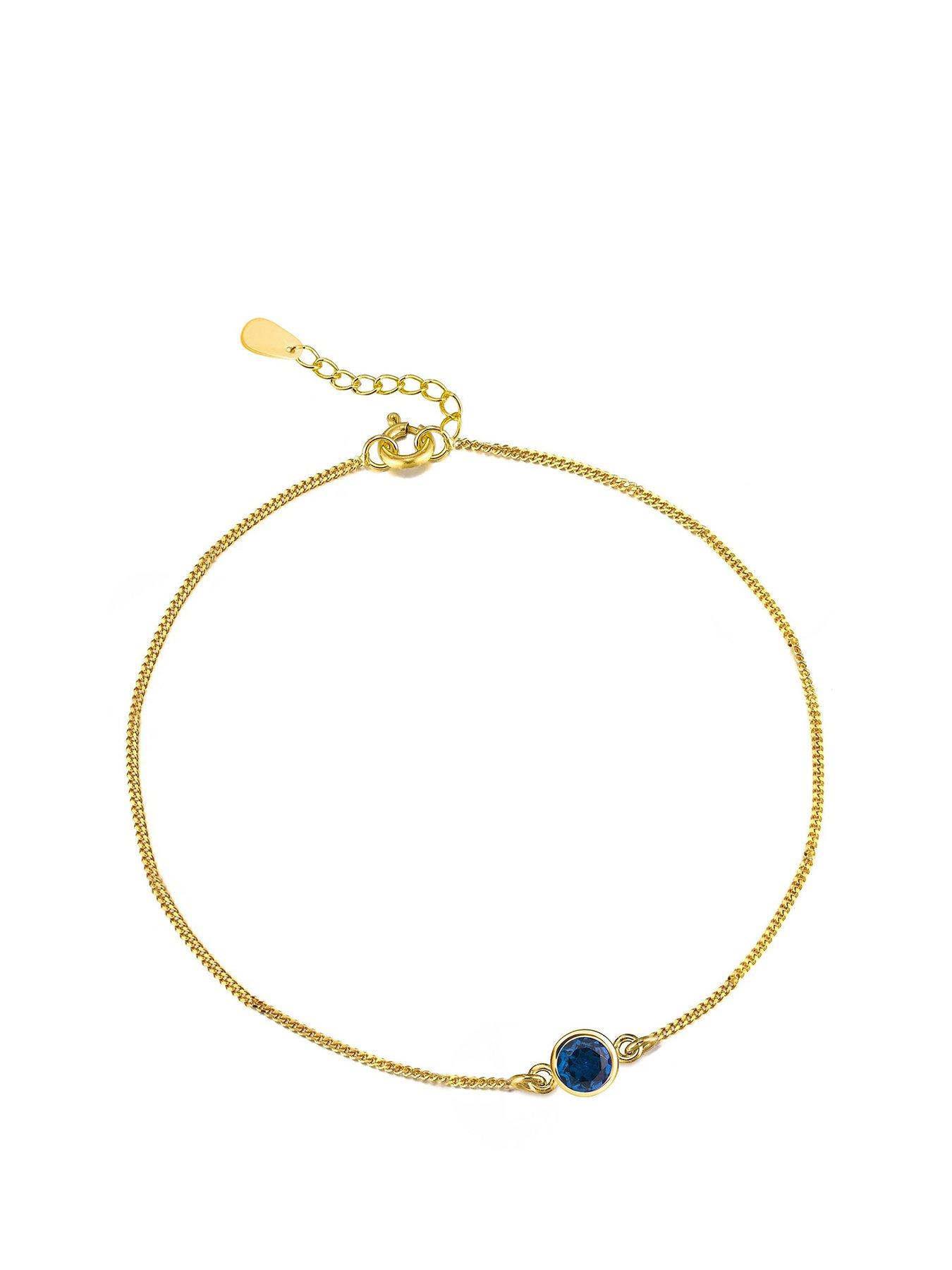 The Love Collection Gold Plated Sterling Silver Birthstone CZ Rubover Bracelet