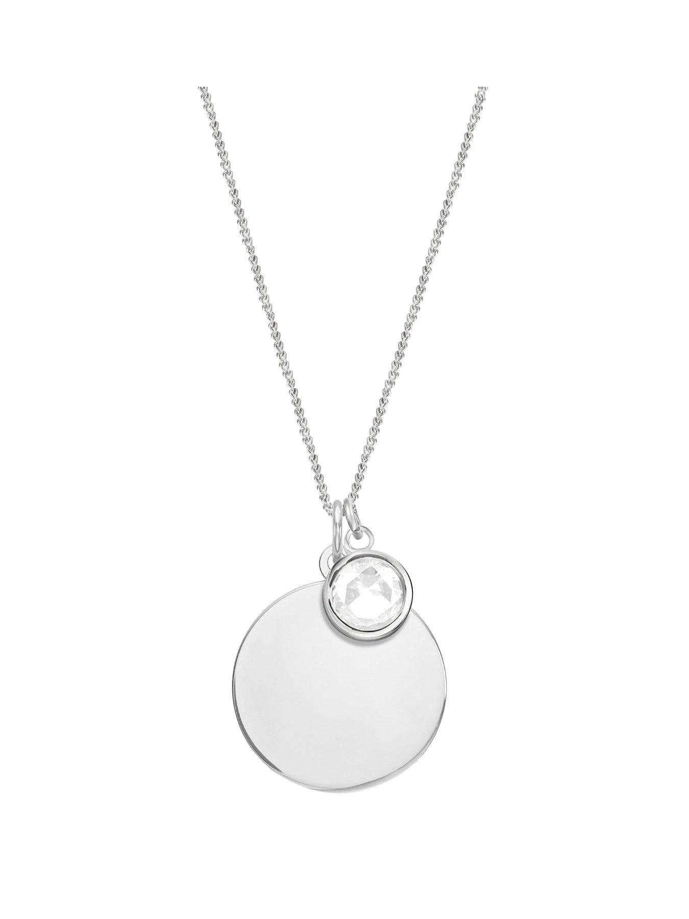 the-love-collection-sterling-silver-personalised-birthstone-cz-rubover-charm-and-disc-necklace
