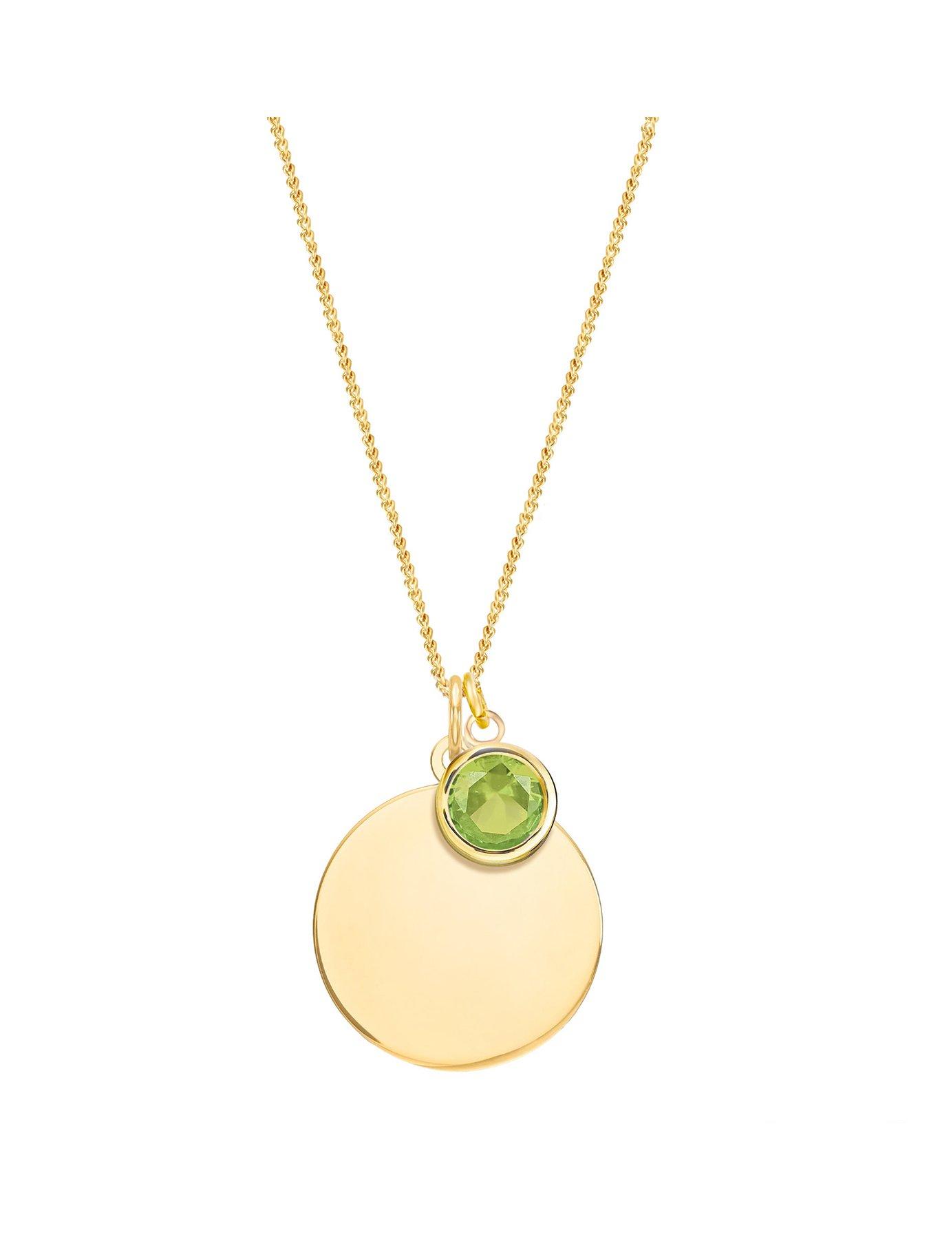 the-love-collection-gold-plated-sterling-silver-personalised-birthstone-cz-rubover-charm-and-disc-necklace