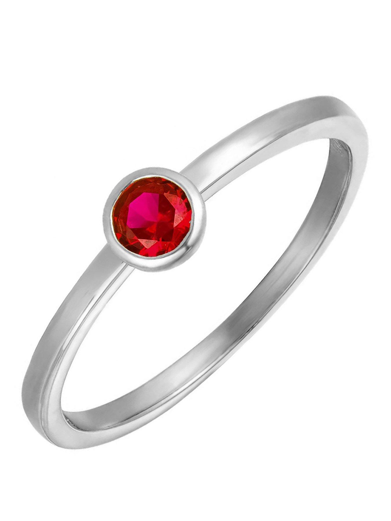 Image 1 of 2 of The Love Collection Sterling Silver Birthstone CZ Rubover Ring