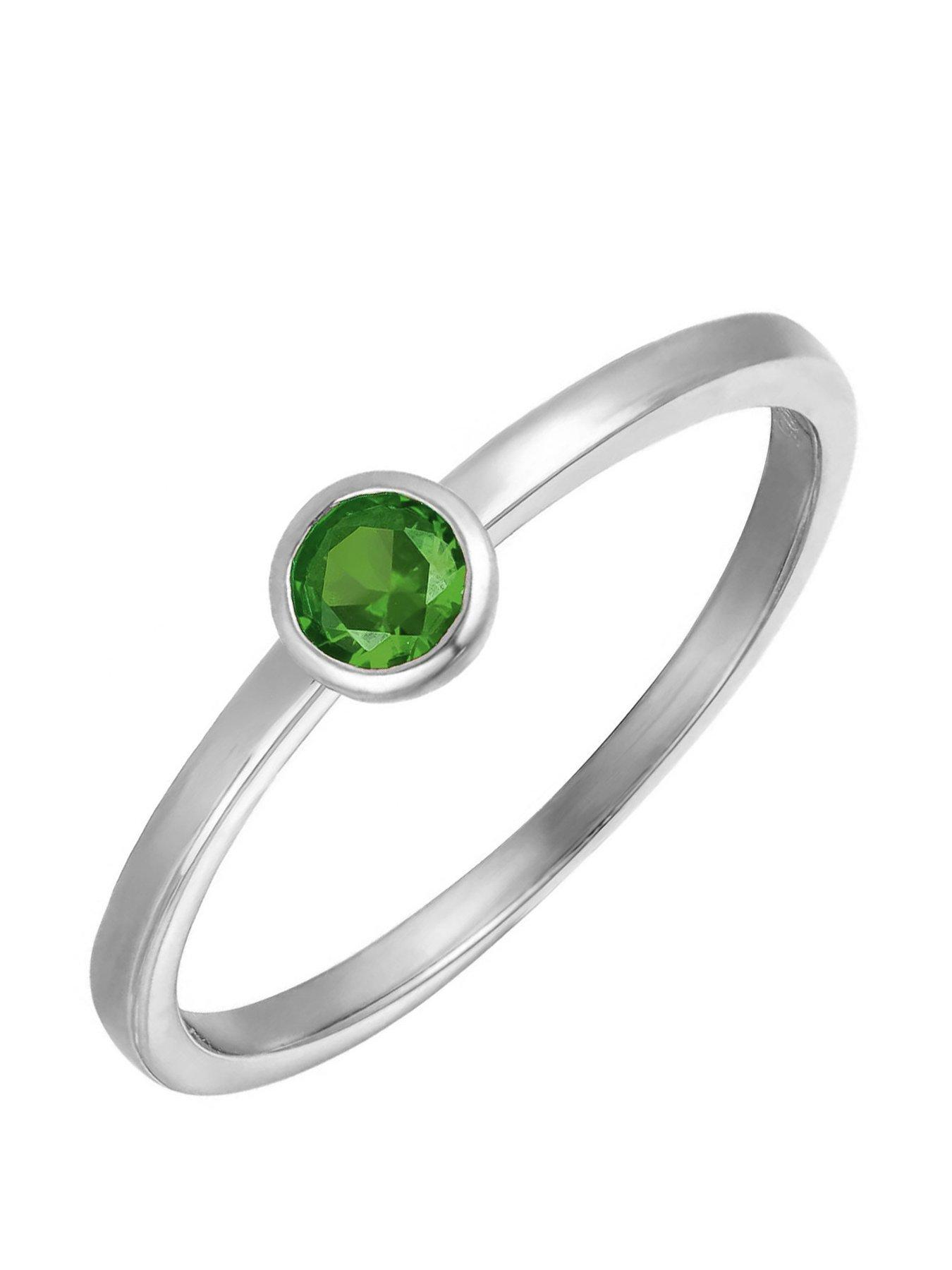 The Love Collection Sterling Silver Birthstone CZ Rubover Ring