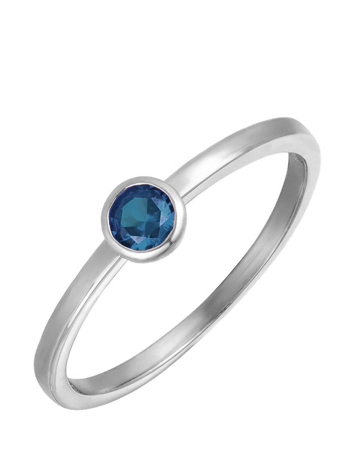 The Love Collection Sterling Silver Birthstone CZ Rubover Ring