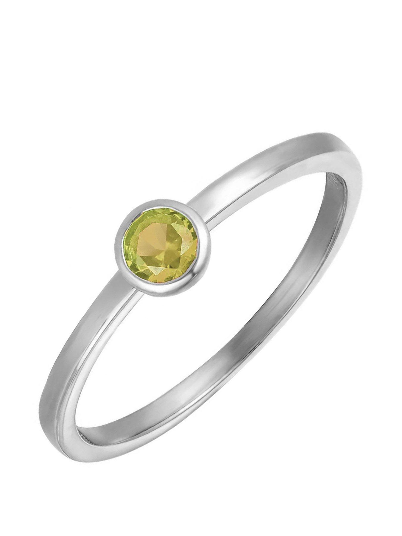 The Love Collection Sterling Silver Birthstone CZ Rubover Ring