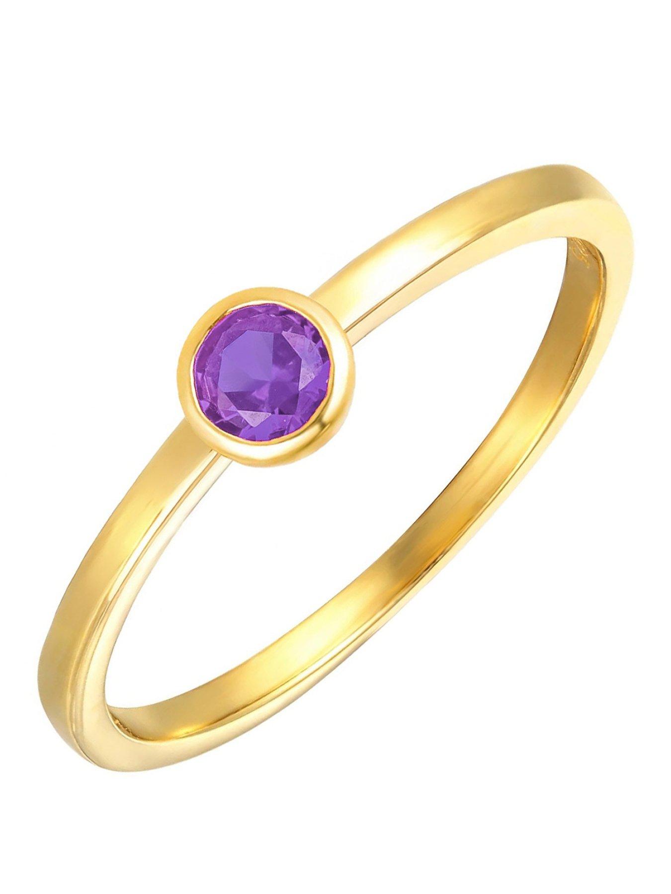 The Love Collection Gold Plated Sterling Silver Birthstone CZ Rubover Ring