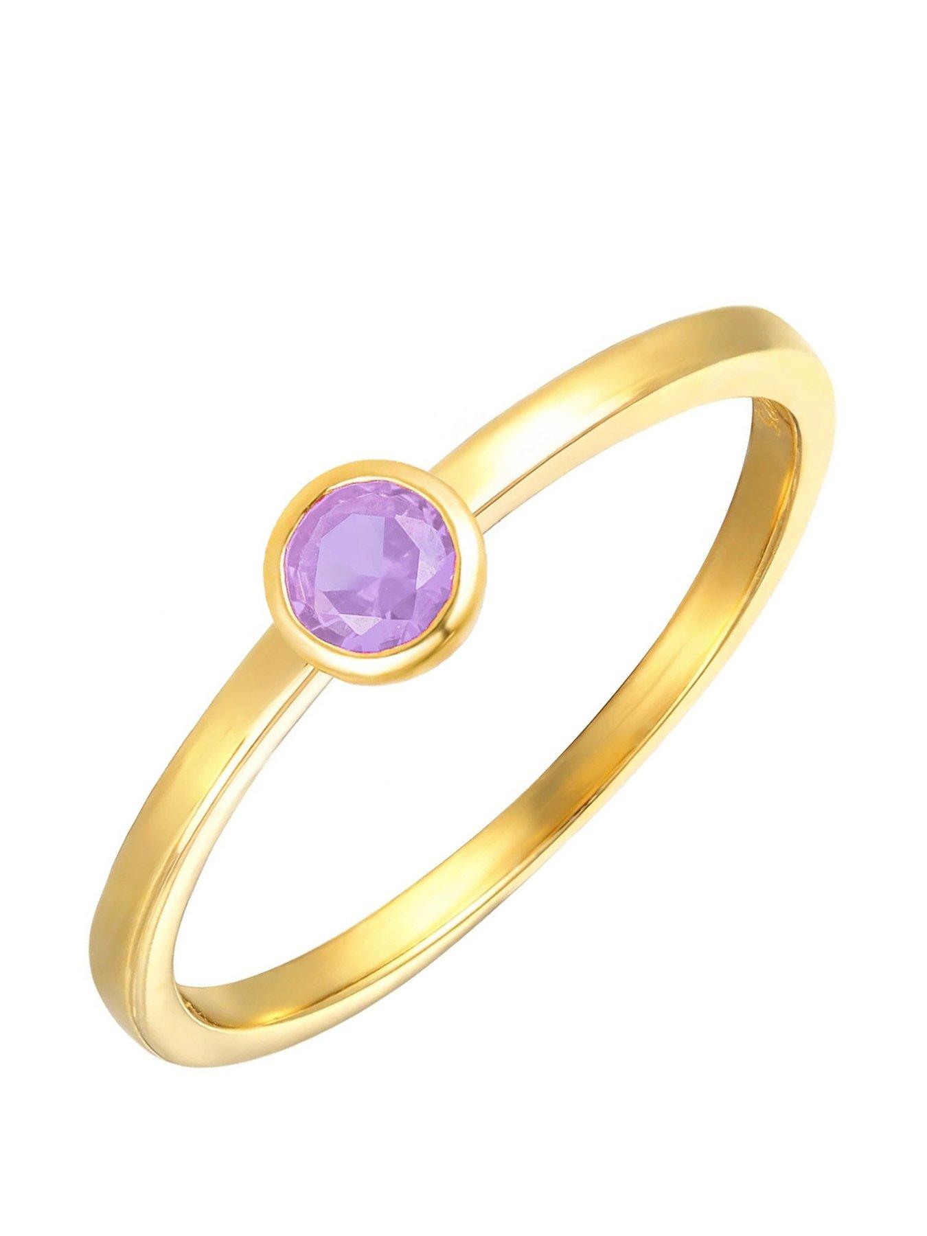 The Love Collection Gold Plated Sterling Silver Birthstone CZ Rubover Ring