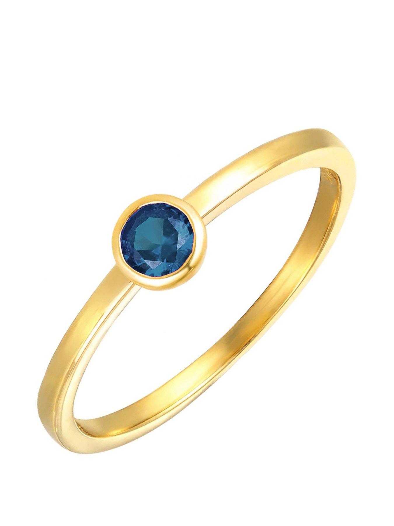 The Love Collection Gold Plated Sterling Silver Birthstone CZ Rubover Ring