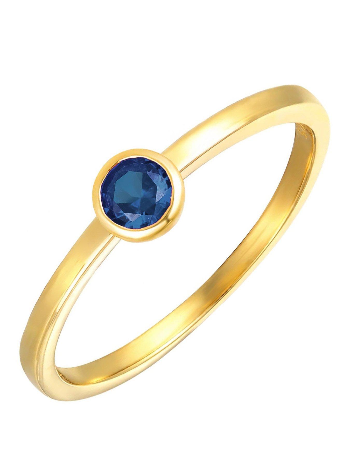 The Love Collection Gold Plated Sterling Silver Birthstone CZ Rubover Ring