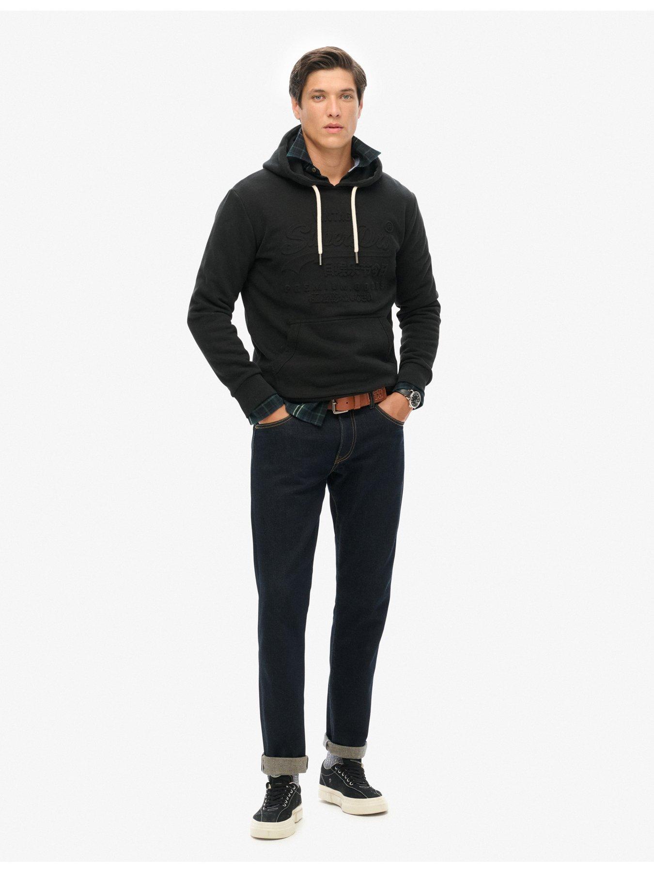 Image 3 of 5 of Superdry Embossed Logo Pullover Hoodie - Black
