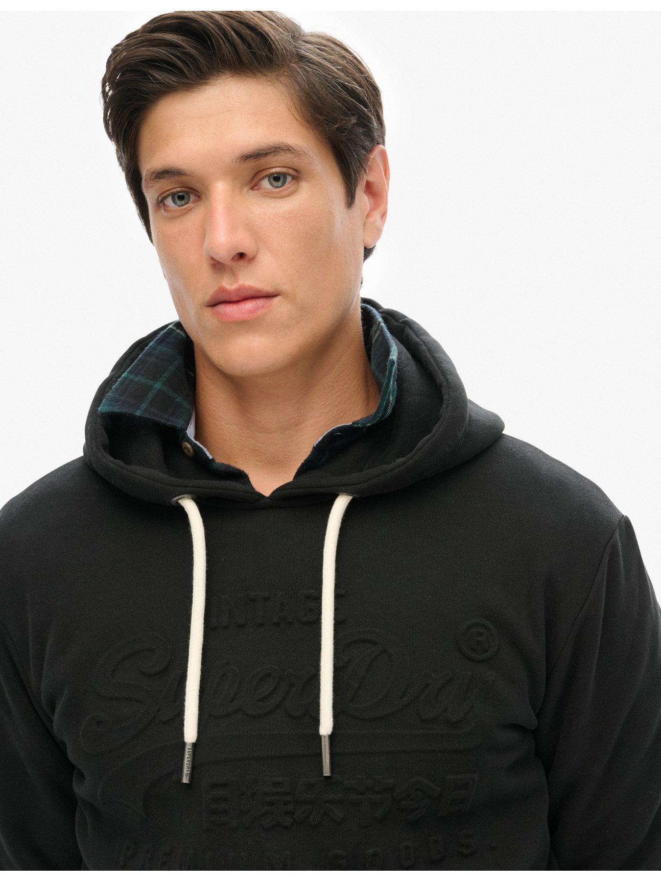Image 4 of 5 of Superdry Embossed Logo Pullover Hoodie - Black