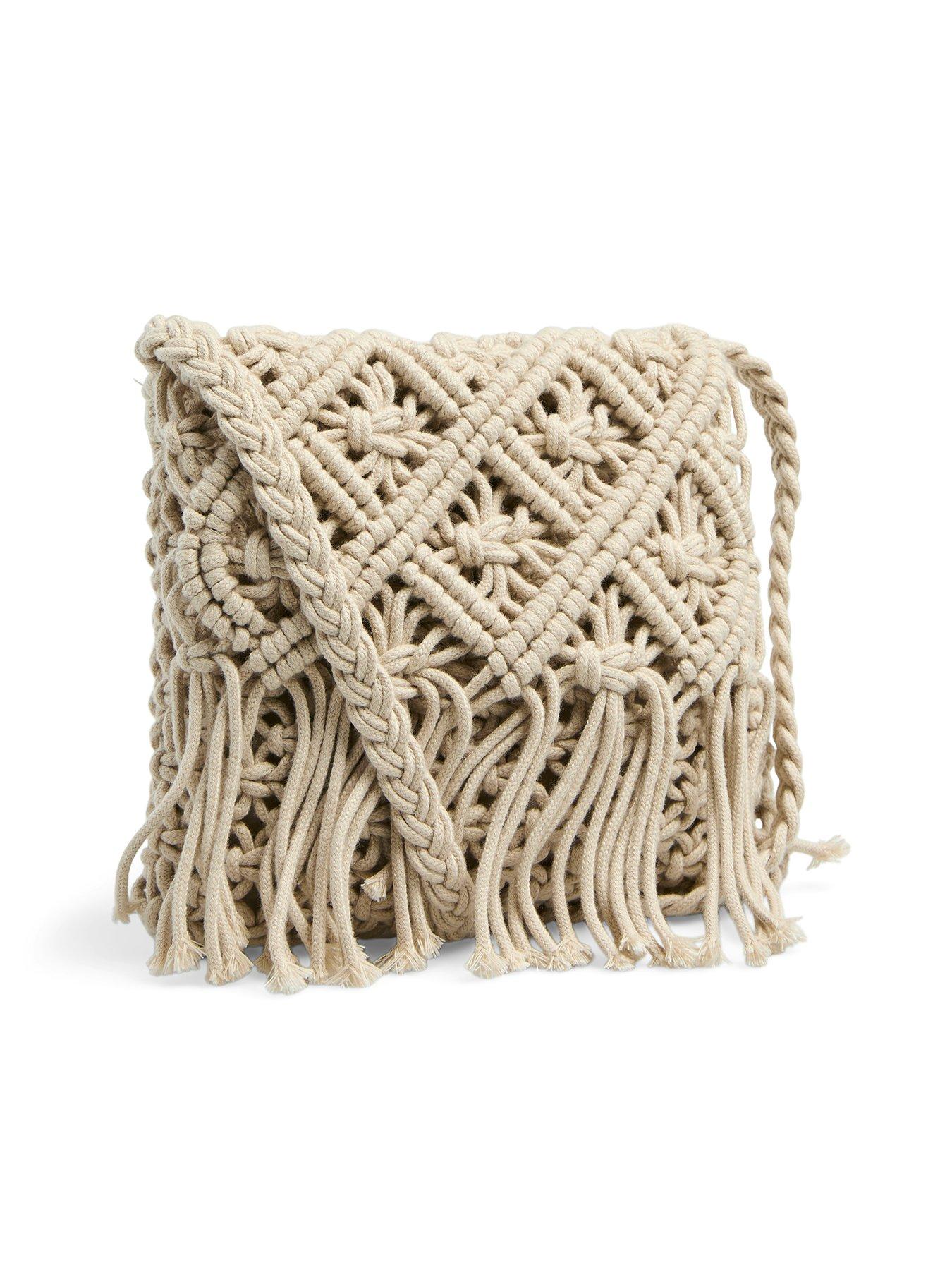 Image 1 of 1 of PIECES Taniliana Crochet Crossbody Bag - Beige