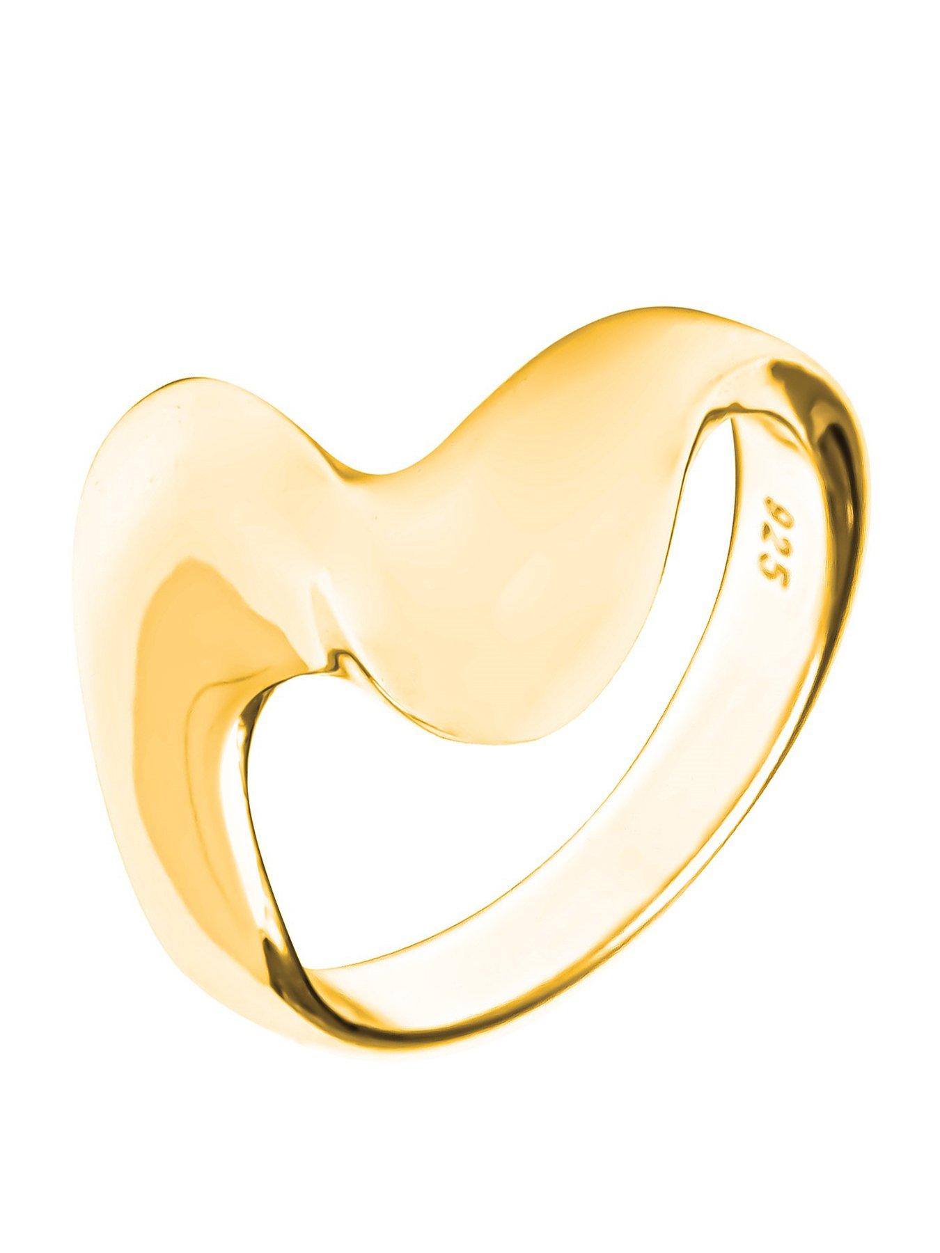 Image 1 of 5 of V by Very Gold Plated Sterling Silver Large Curve Ring