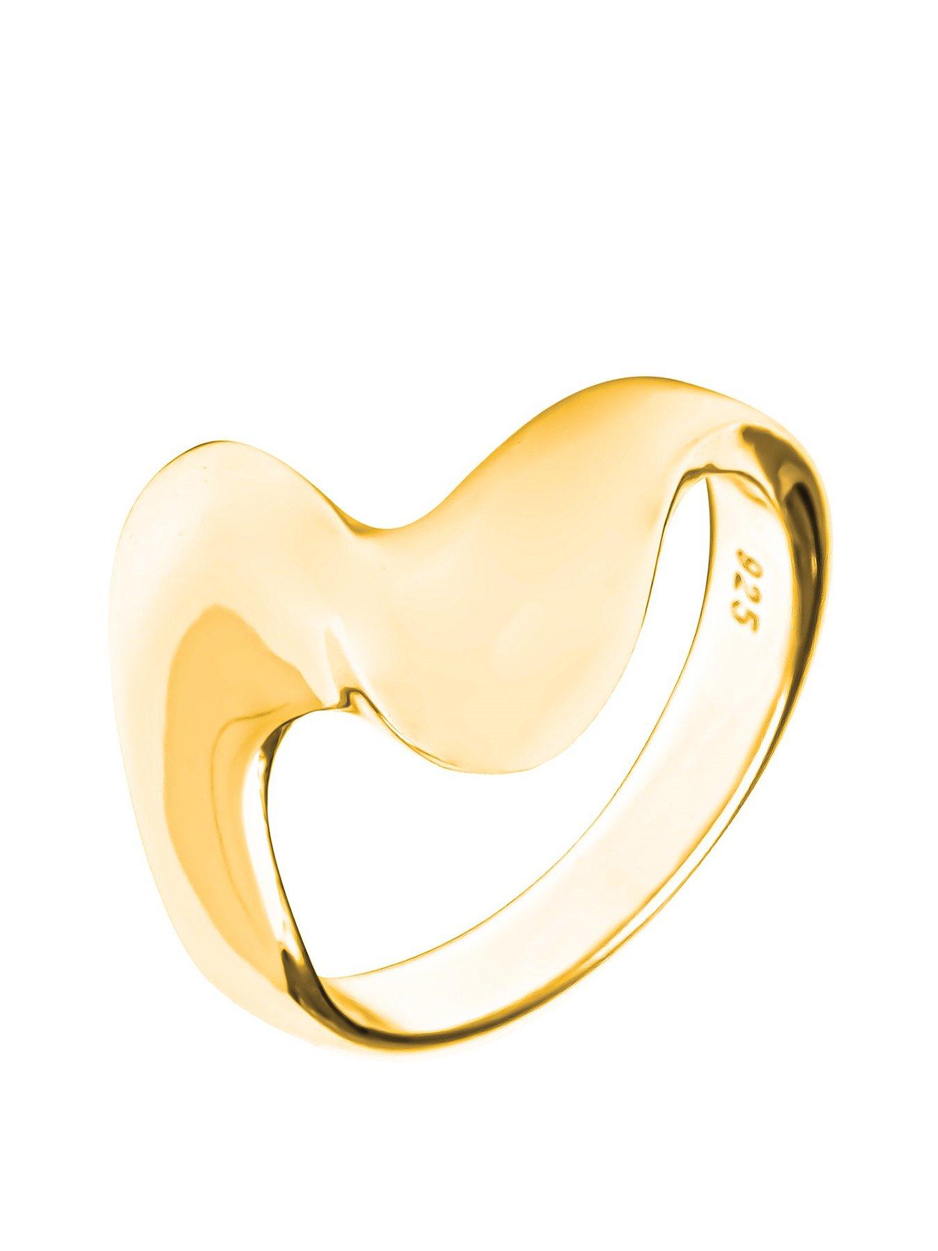 Image 2 of 5 of V by Very Gold Plated Sterling Silver Large Curve Ring