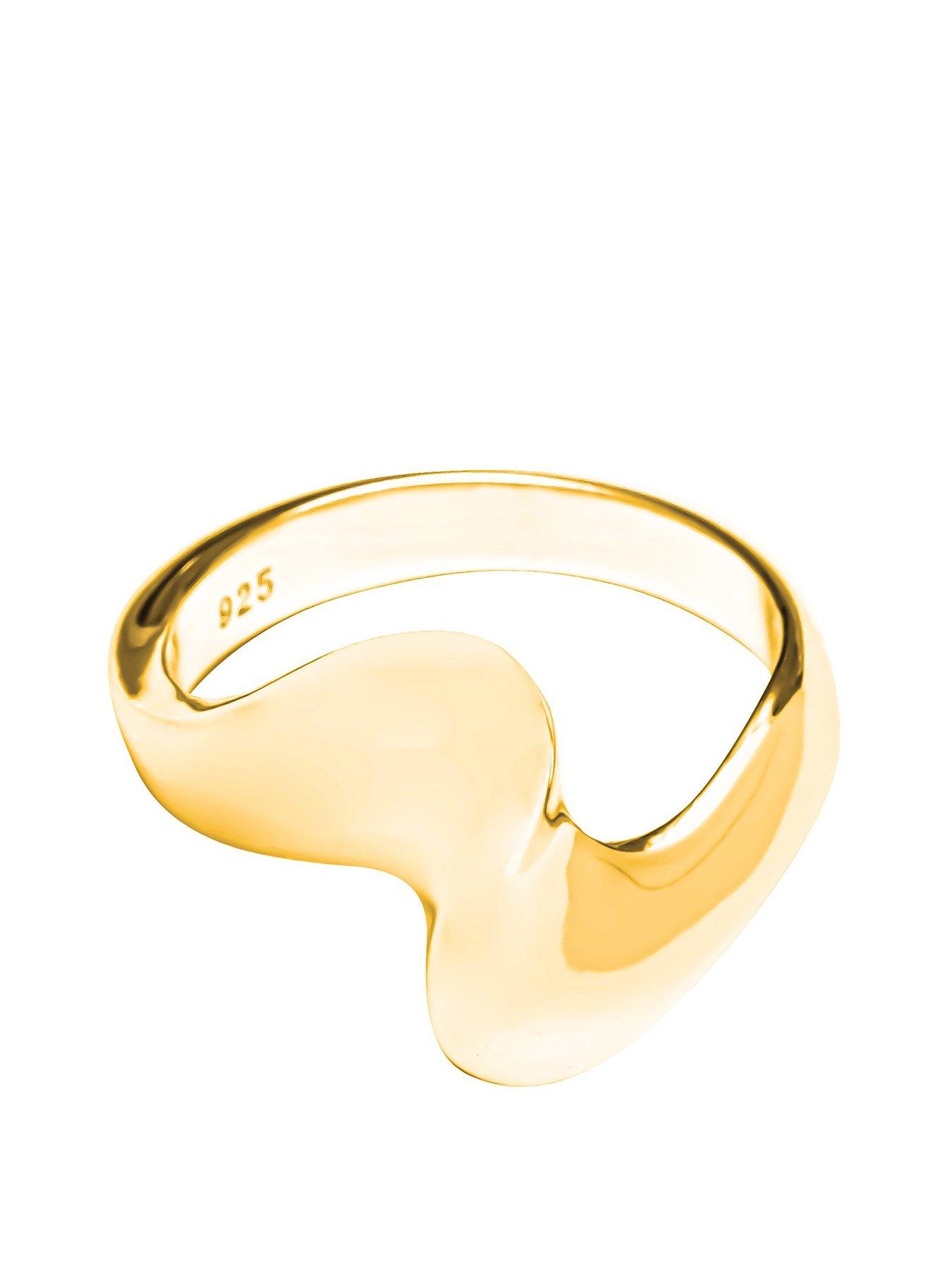 Image 3 of 5 of V by Very Gold Plated Sterling Silver Large Curve Ring