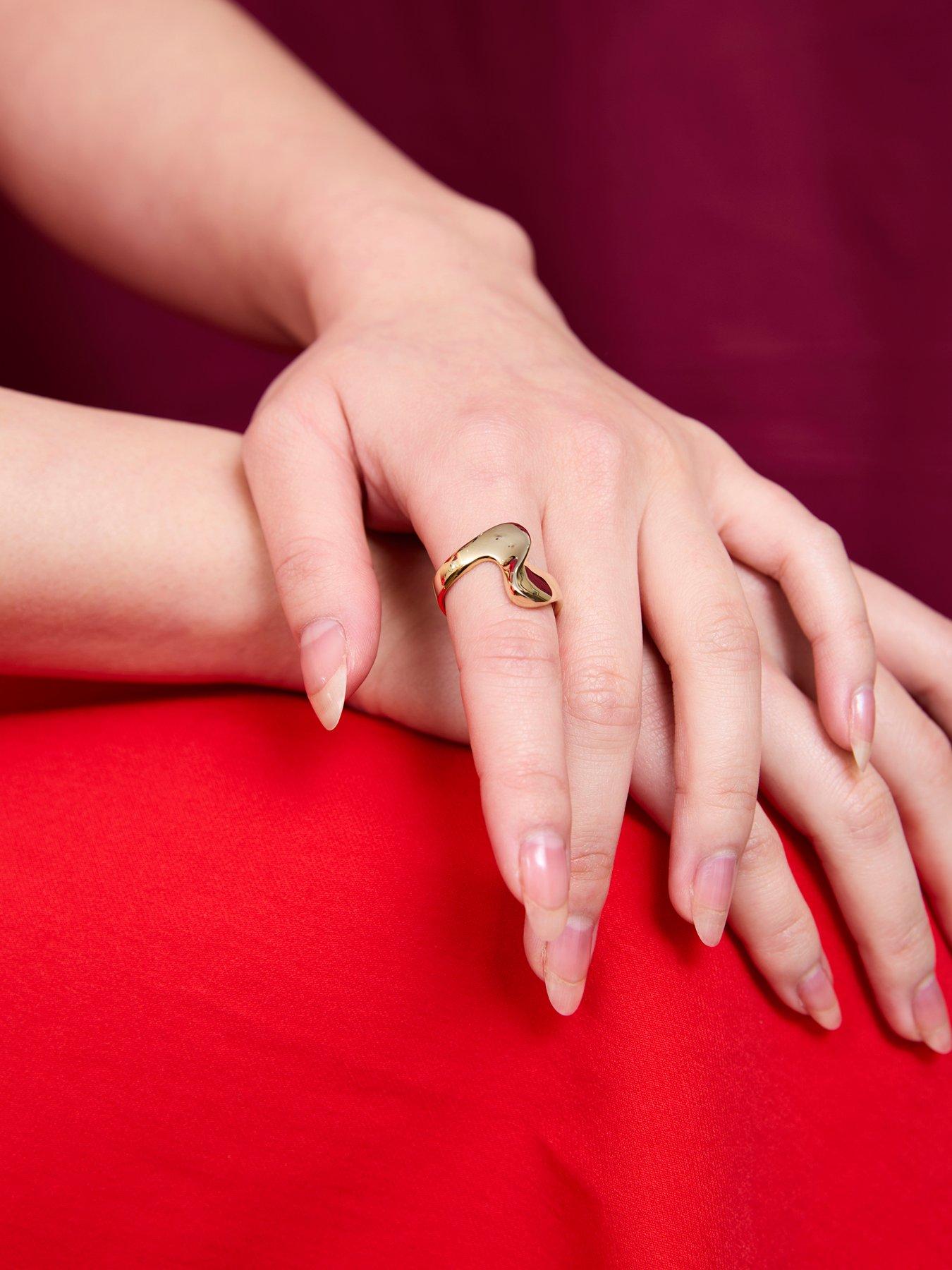 Image 4 of 5 of V by Very Gold Plated Sterling Silver Large Curve Ring