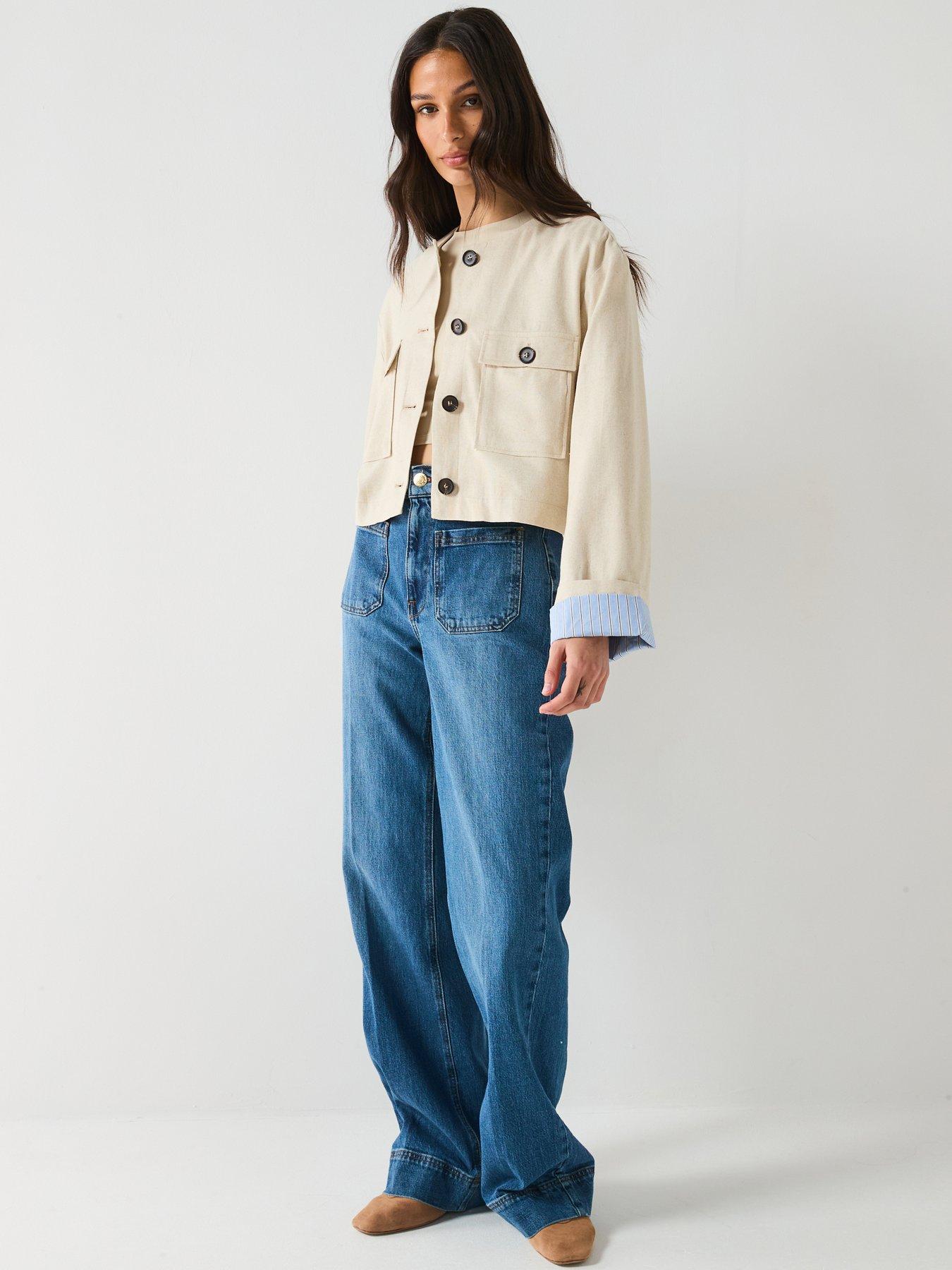 Image 3 of 6 of Only Pampa Long Sleeve Linen Jacket - Cream