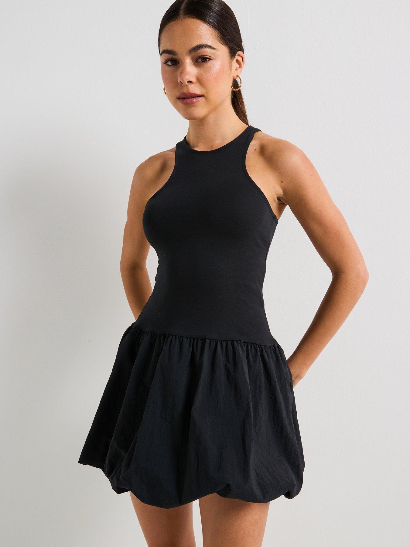 Only Lia Sleeveless Balloon Mix Short Jersey Dress - Black