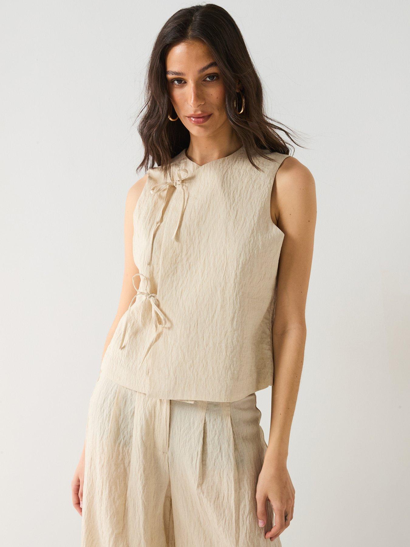 Vero Moda Fea Sleeveless String Waistcoat - Beige