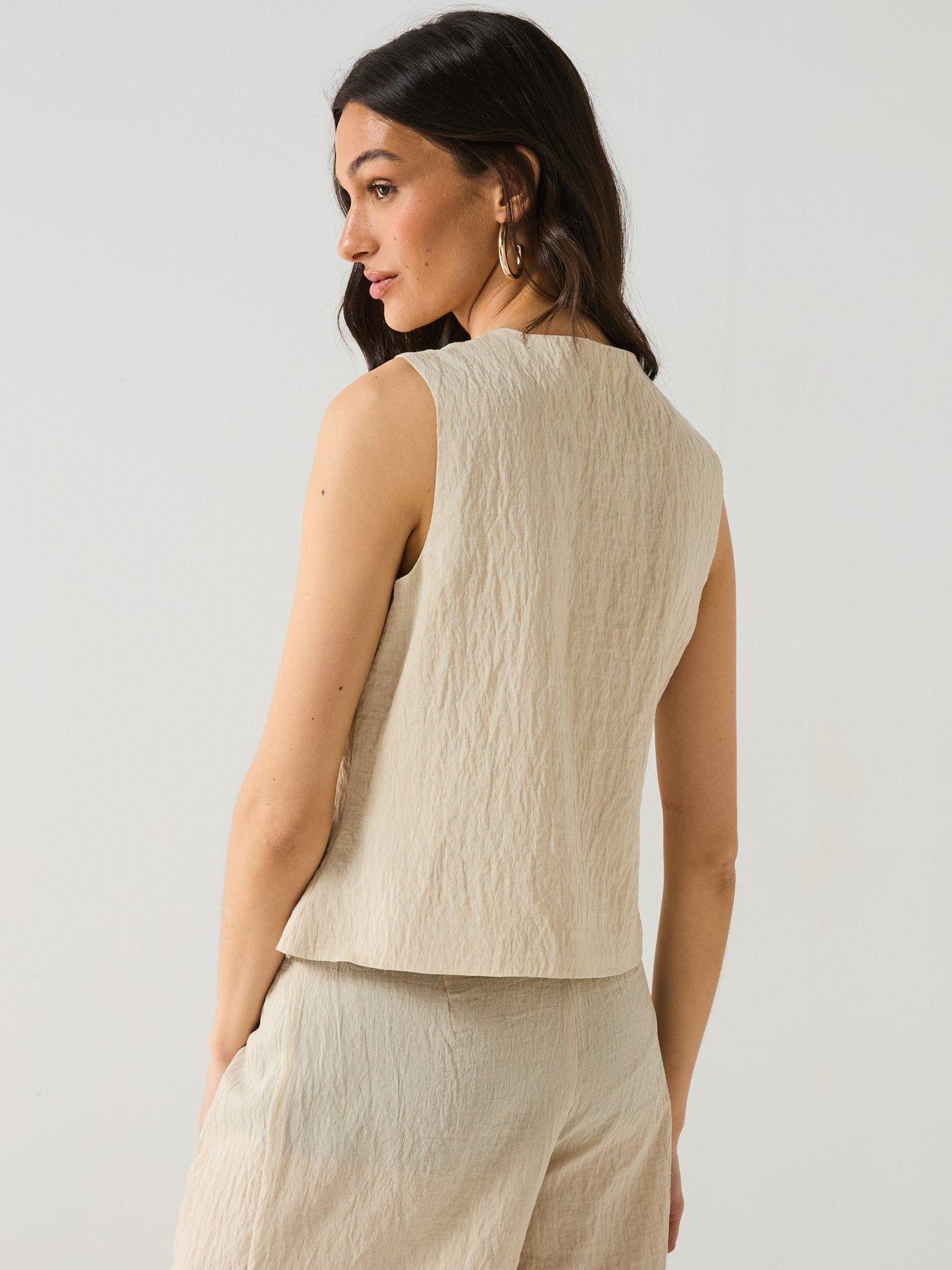 Image 2 of 6 of Vero Moda Fea Sleeveless String Waistcoat - Beige