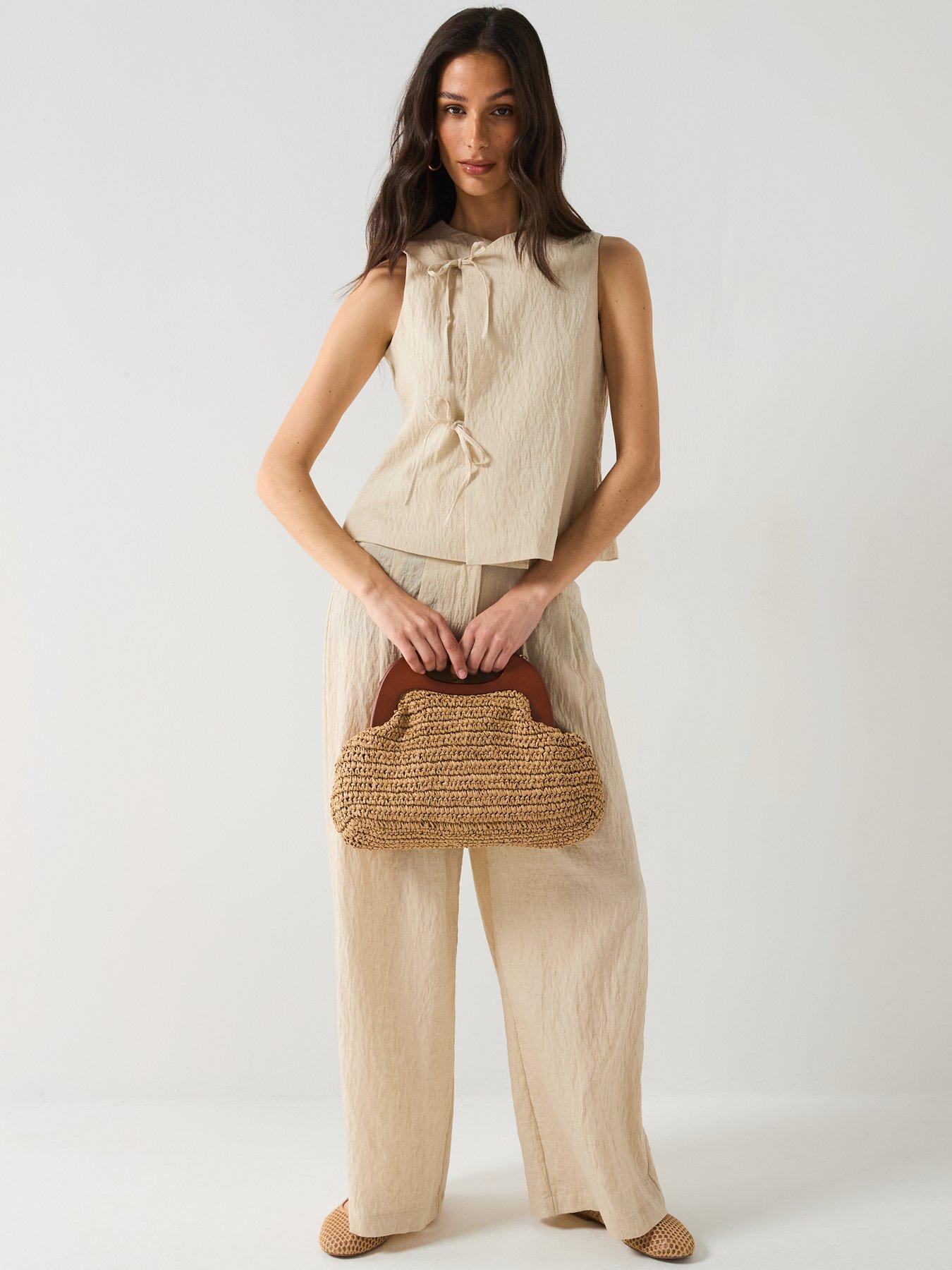 Image 3 of 6 of Vero Moda Fea Sleeveless String Waistcoat - Beige