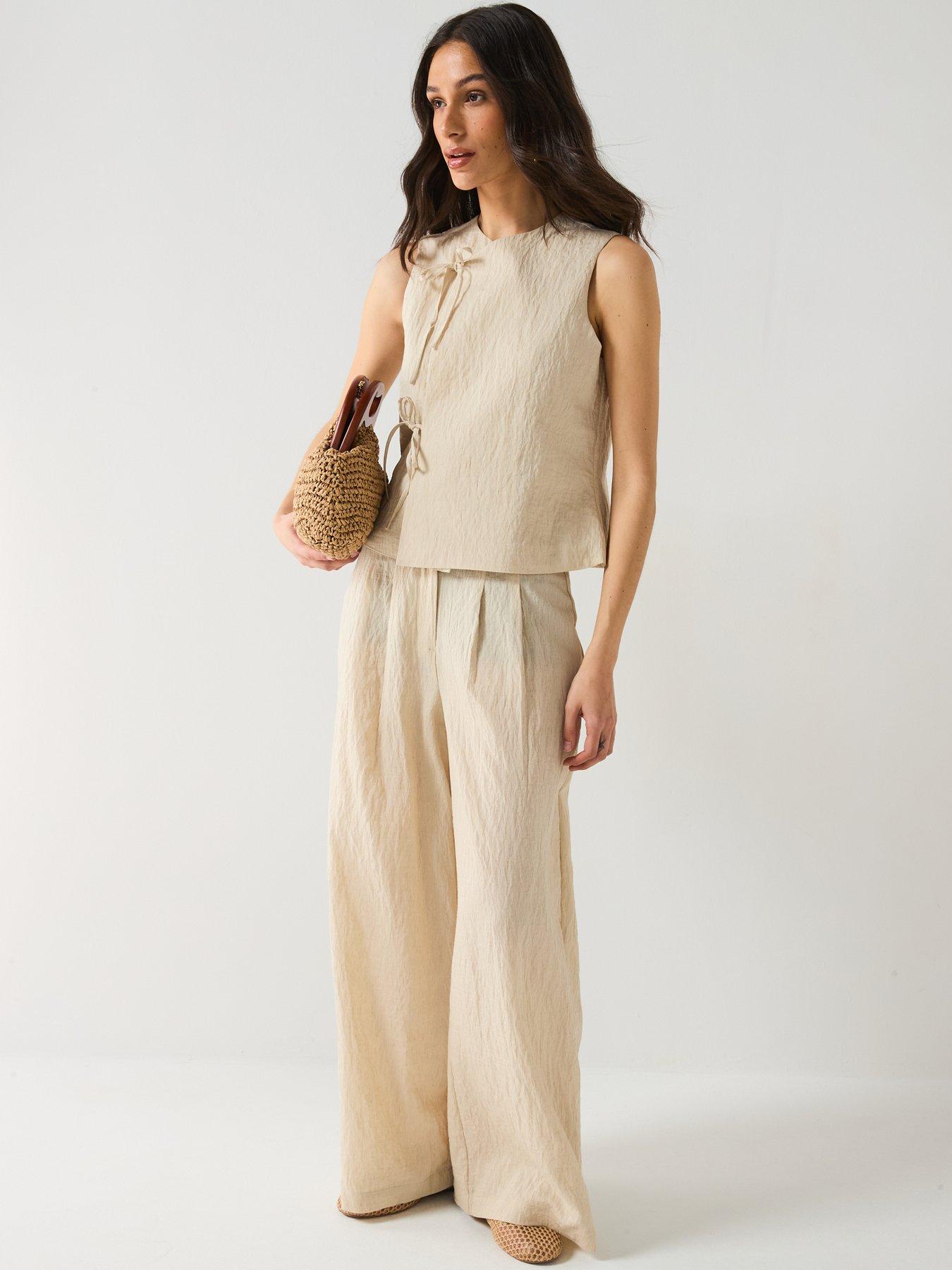 Image 6 of 6 of Vero Moda Fea Sleeveless String Waistcoat - Beige