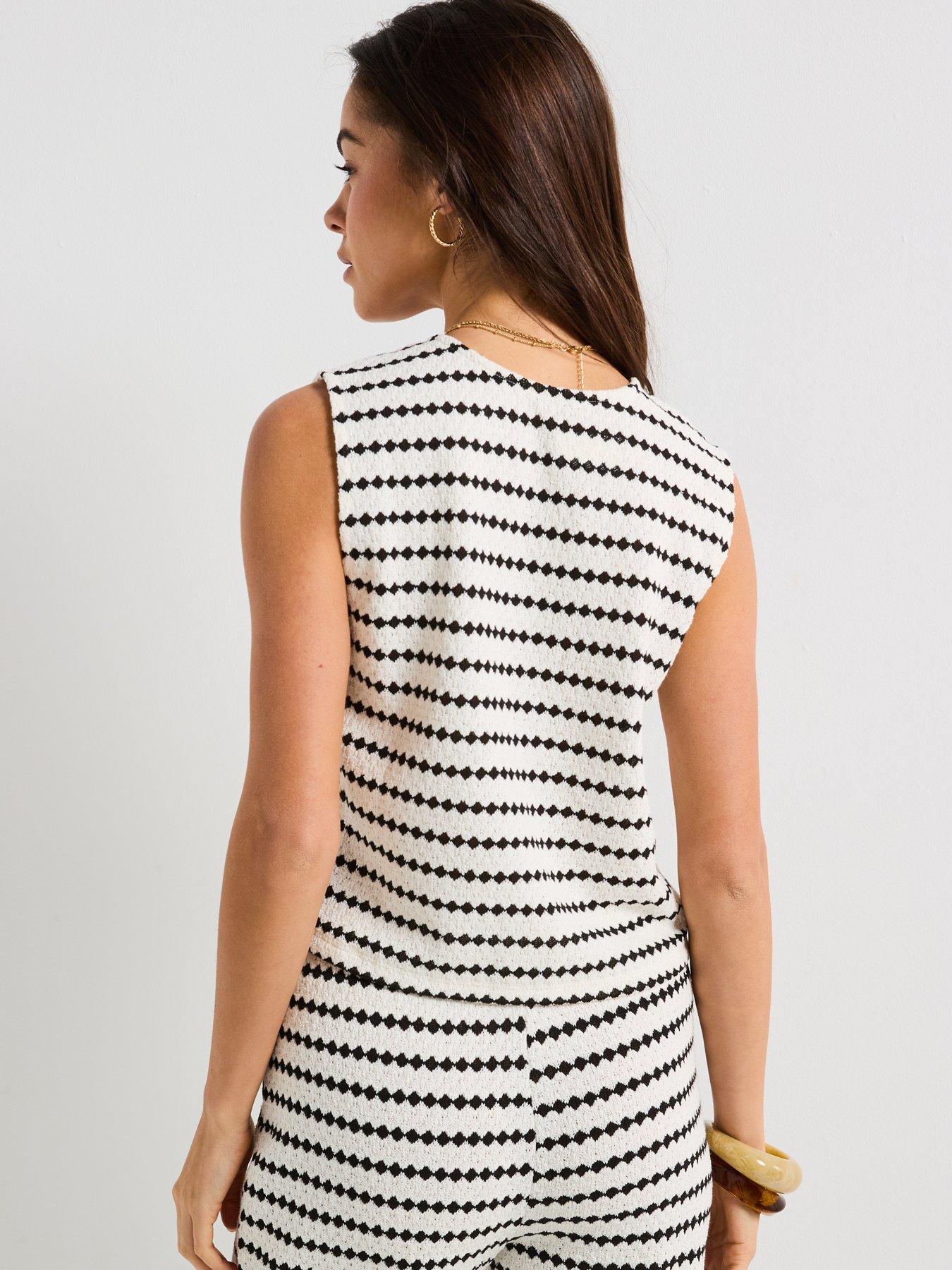 Image 2 of 6 of Only Leva Short Sleeve Short Stripe Vest - Black