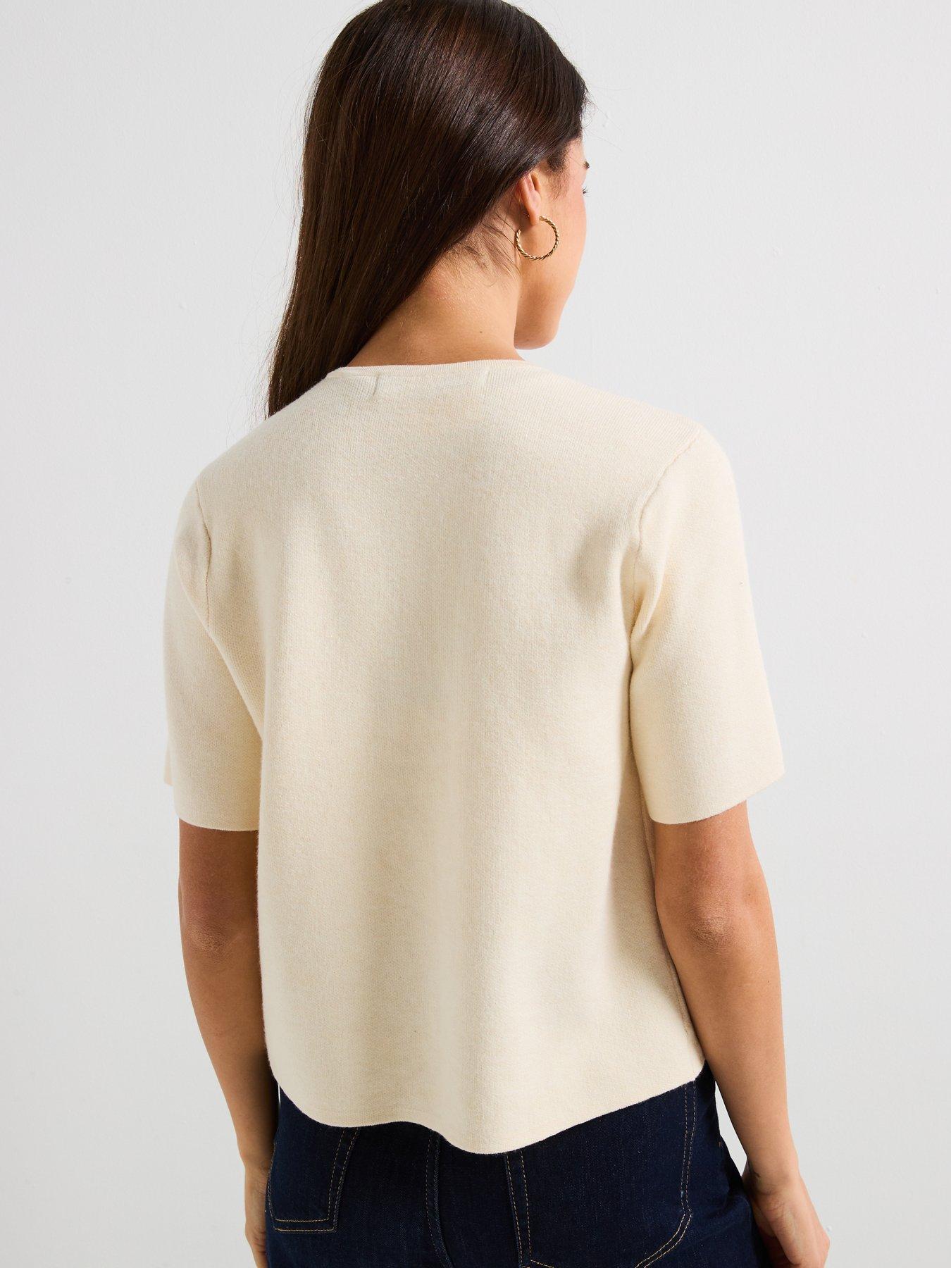 vero-moda-gold-short-sleeve-o-neck-one-button-cardigan-creamstillFront