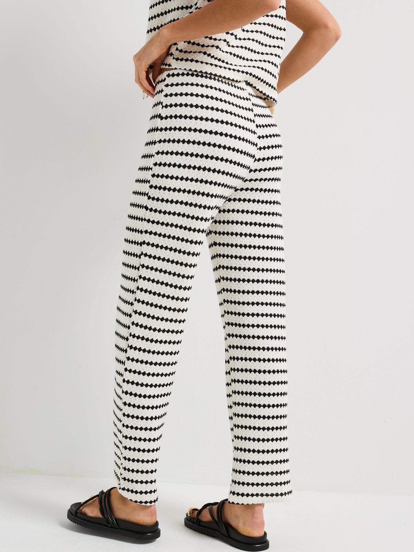 Image 2 of 5 of Only Leva Stripe Wide Leg Pant - Black