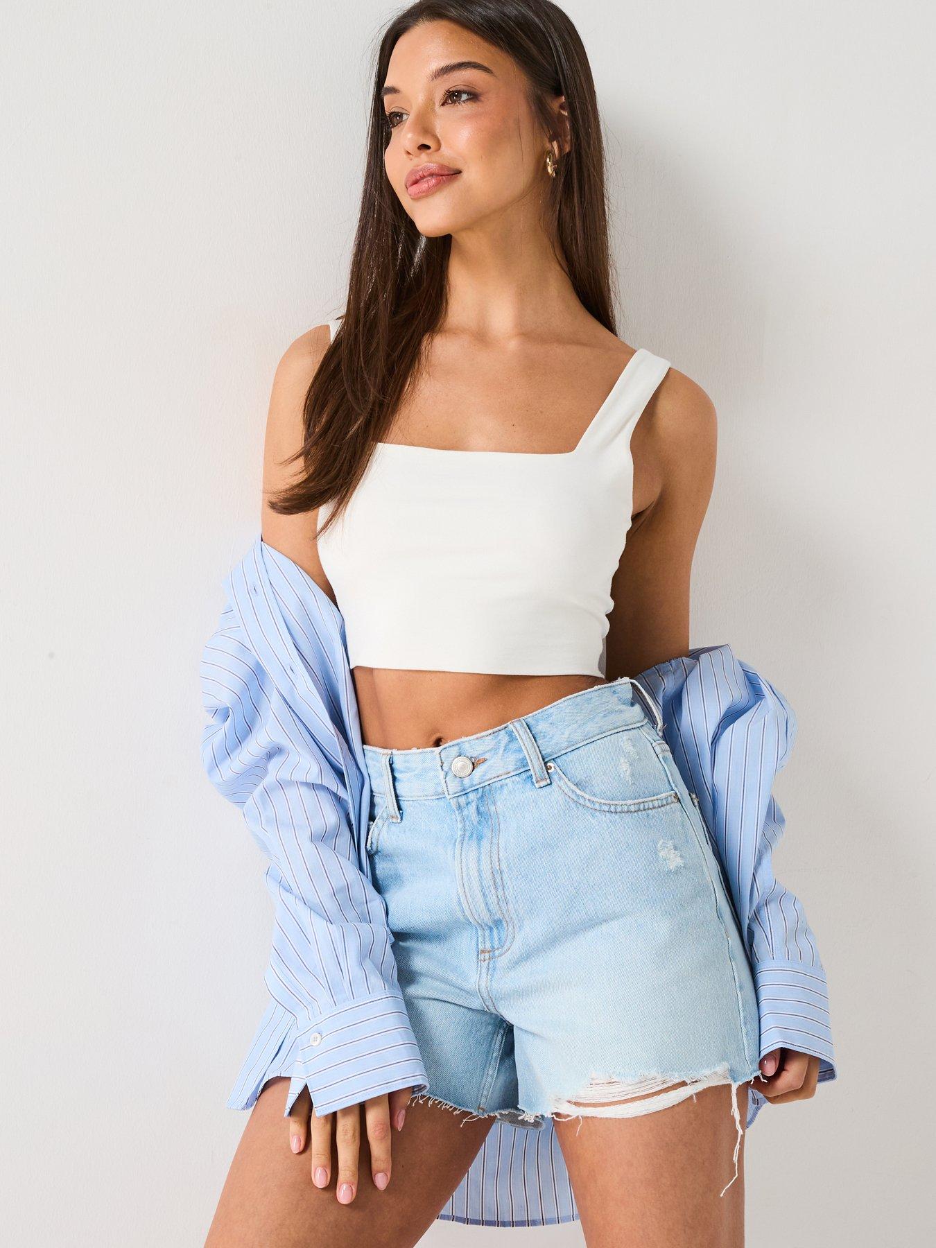 only-gabi-high-waist-shorts-blueoutfit