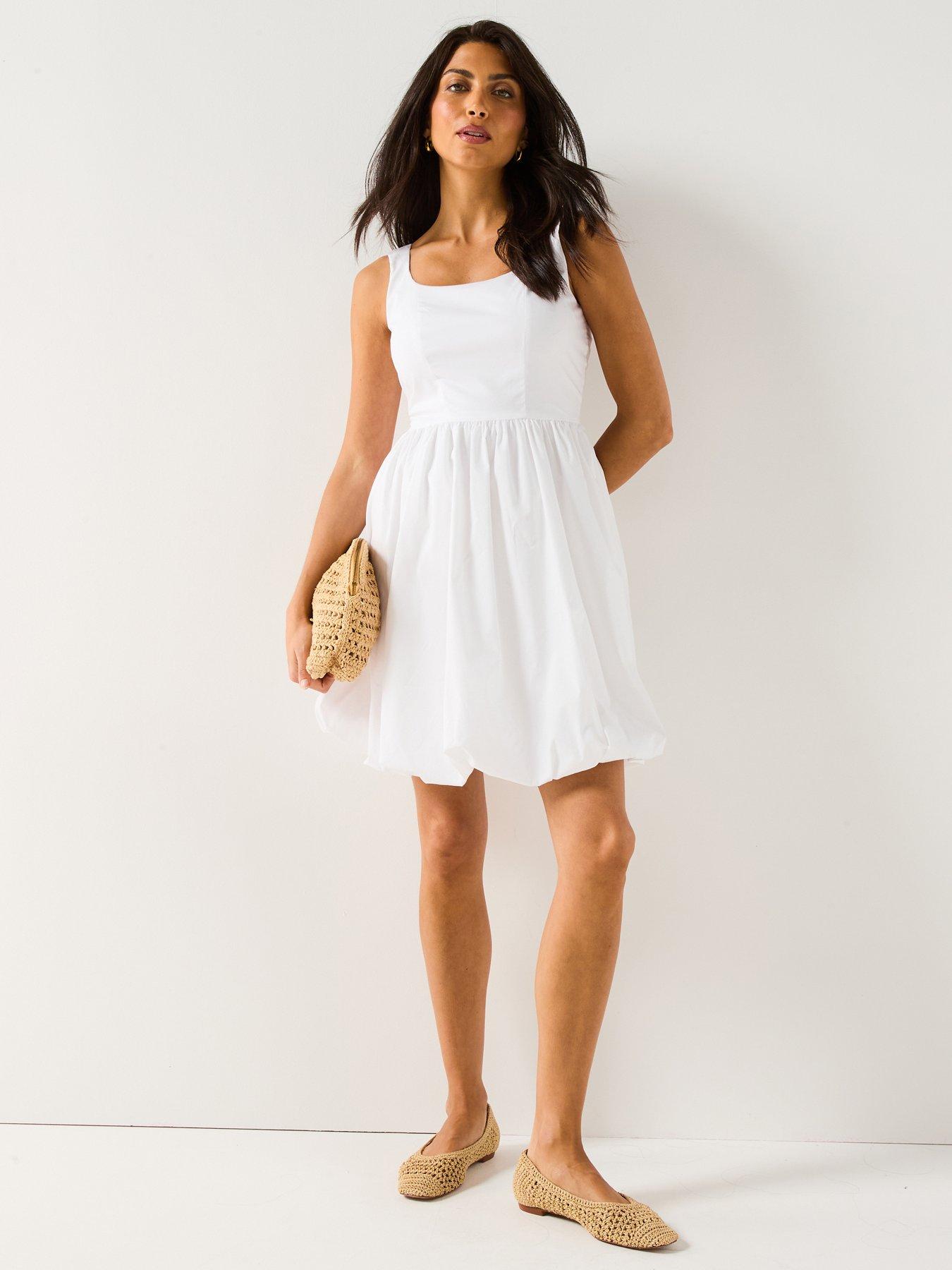 JDY Mio Sleeveless Bubblehem Dress - White