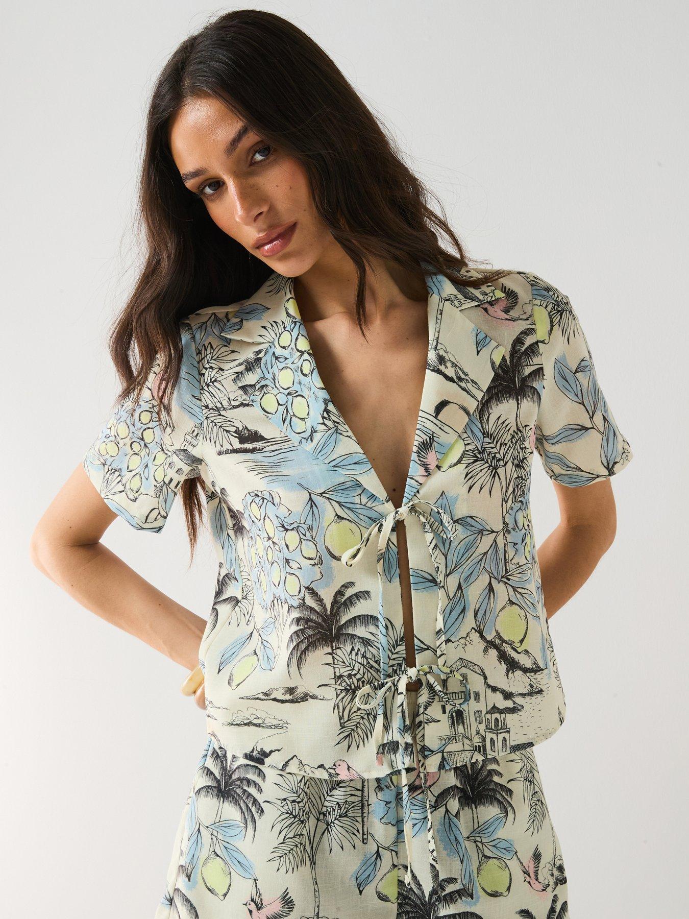 Image 1 of 6 of Vero Moda Birdie Short Sleeve Shirt - Multi
