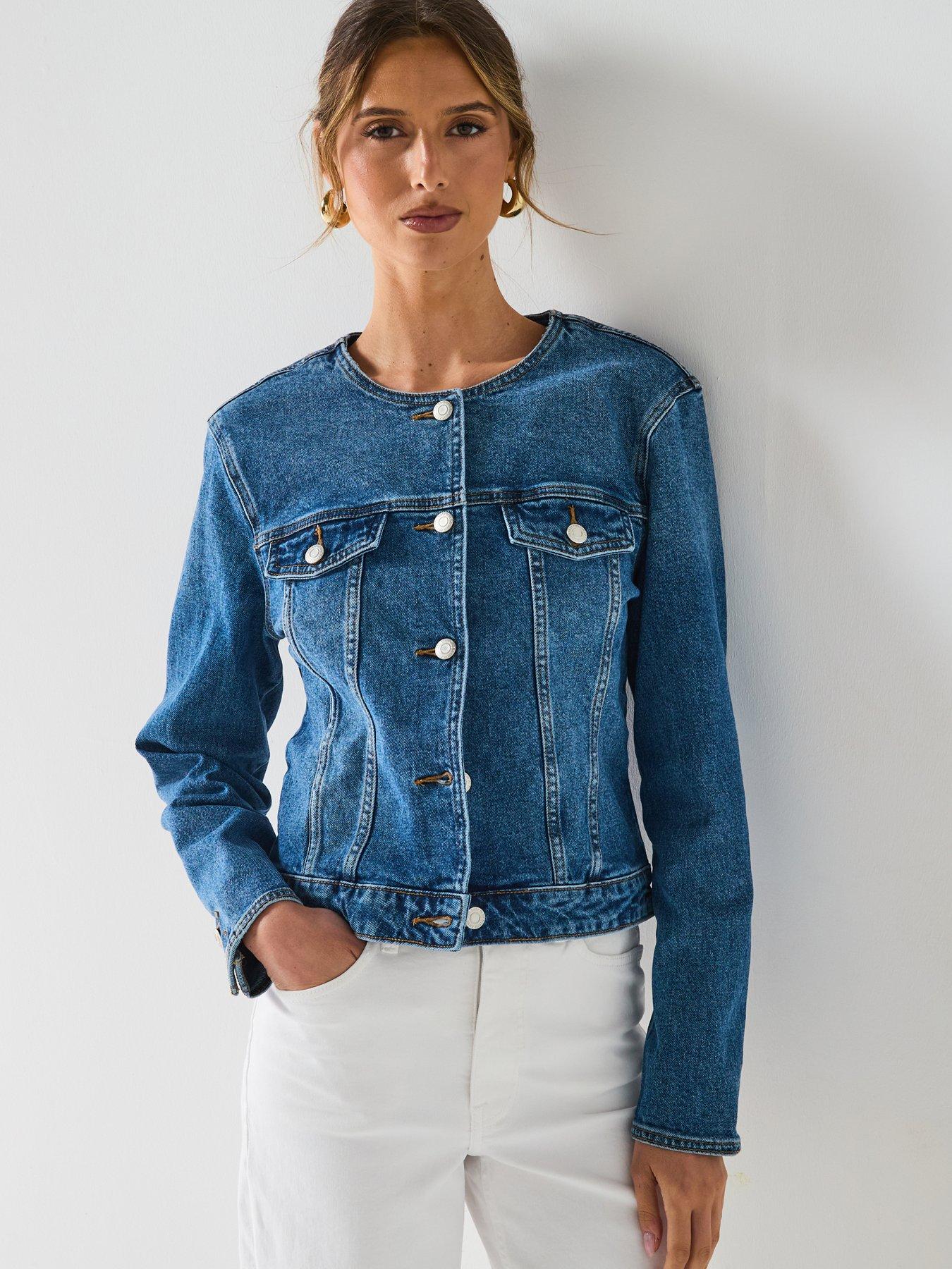 Image of Only Kathy Round Collar Denim Jacket - Blue