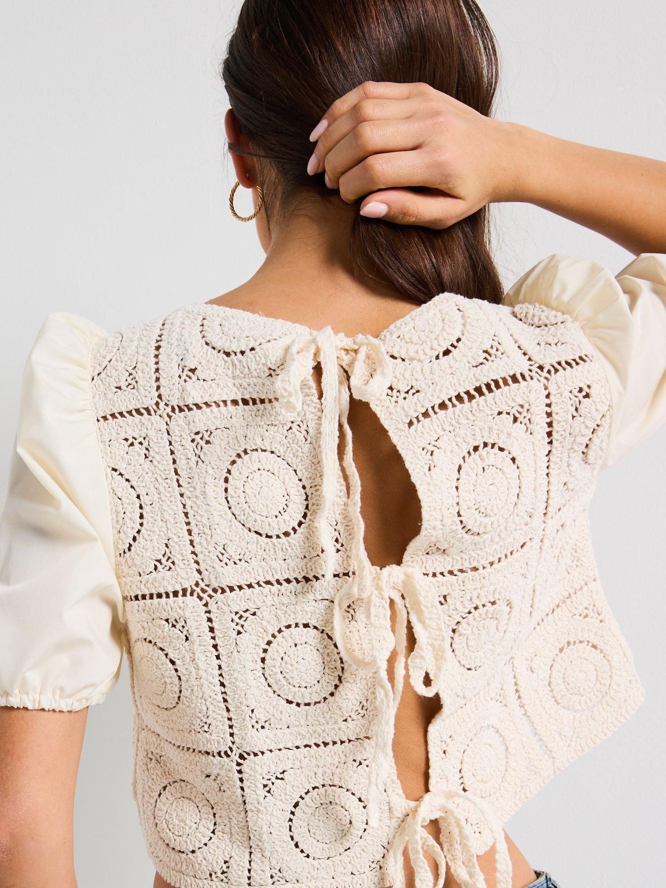 Image 4 of 4 of Only Charis Short Sleeve Mix Jersey Top - Beige