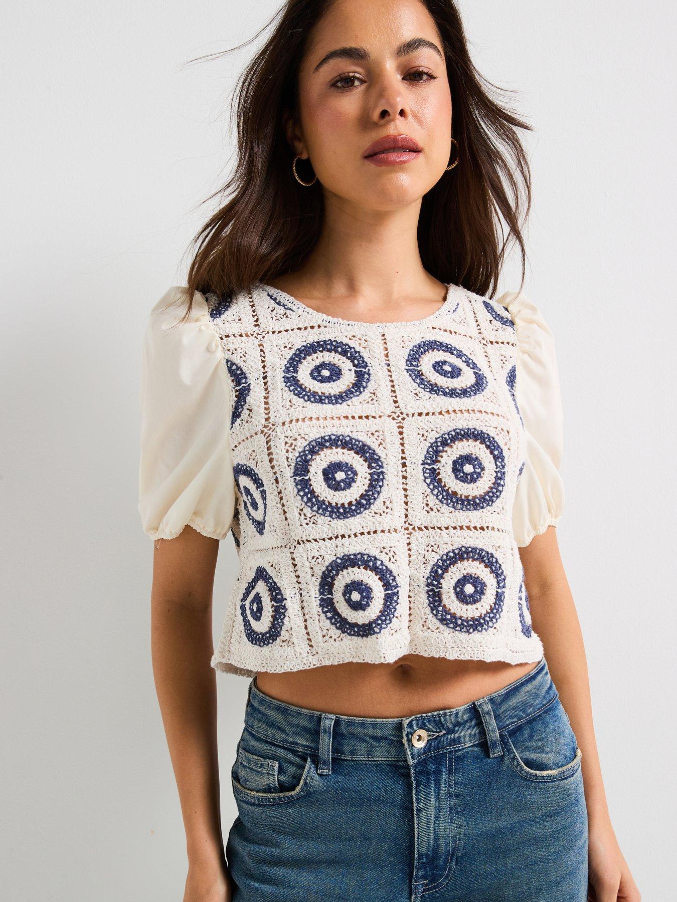 only-charis-short-sleeve-mix-jersey-top-multi