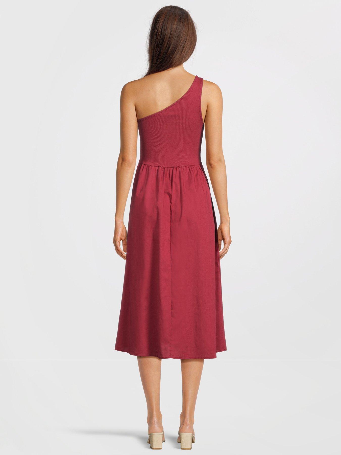 only-liris-life-sleeveless-one-shoulder-jersey-dress-redstillFront